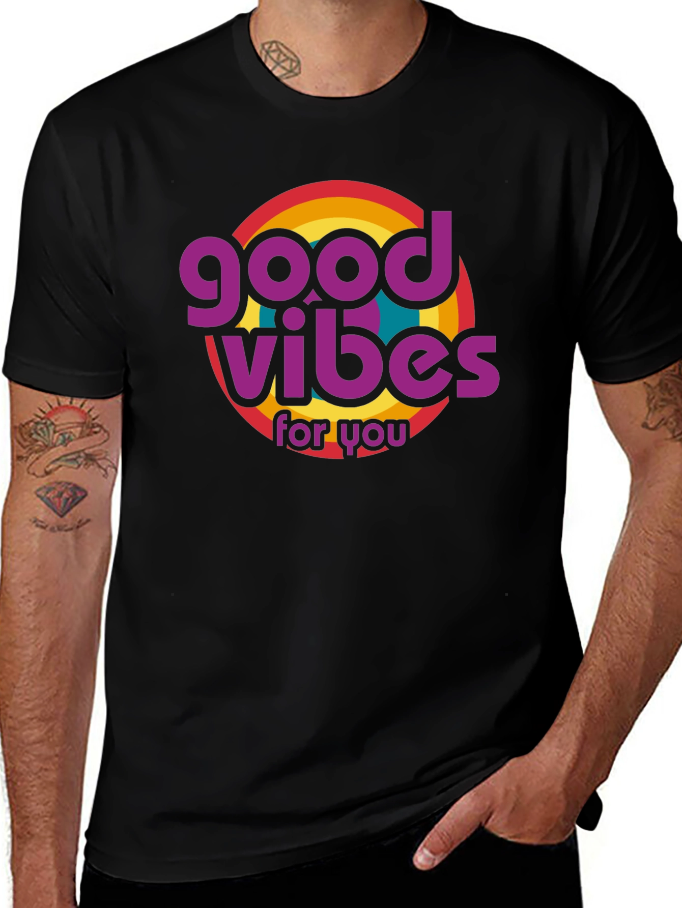 Good Vibes Retro Graphic T-Shirt - Black