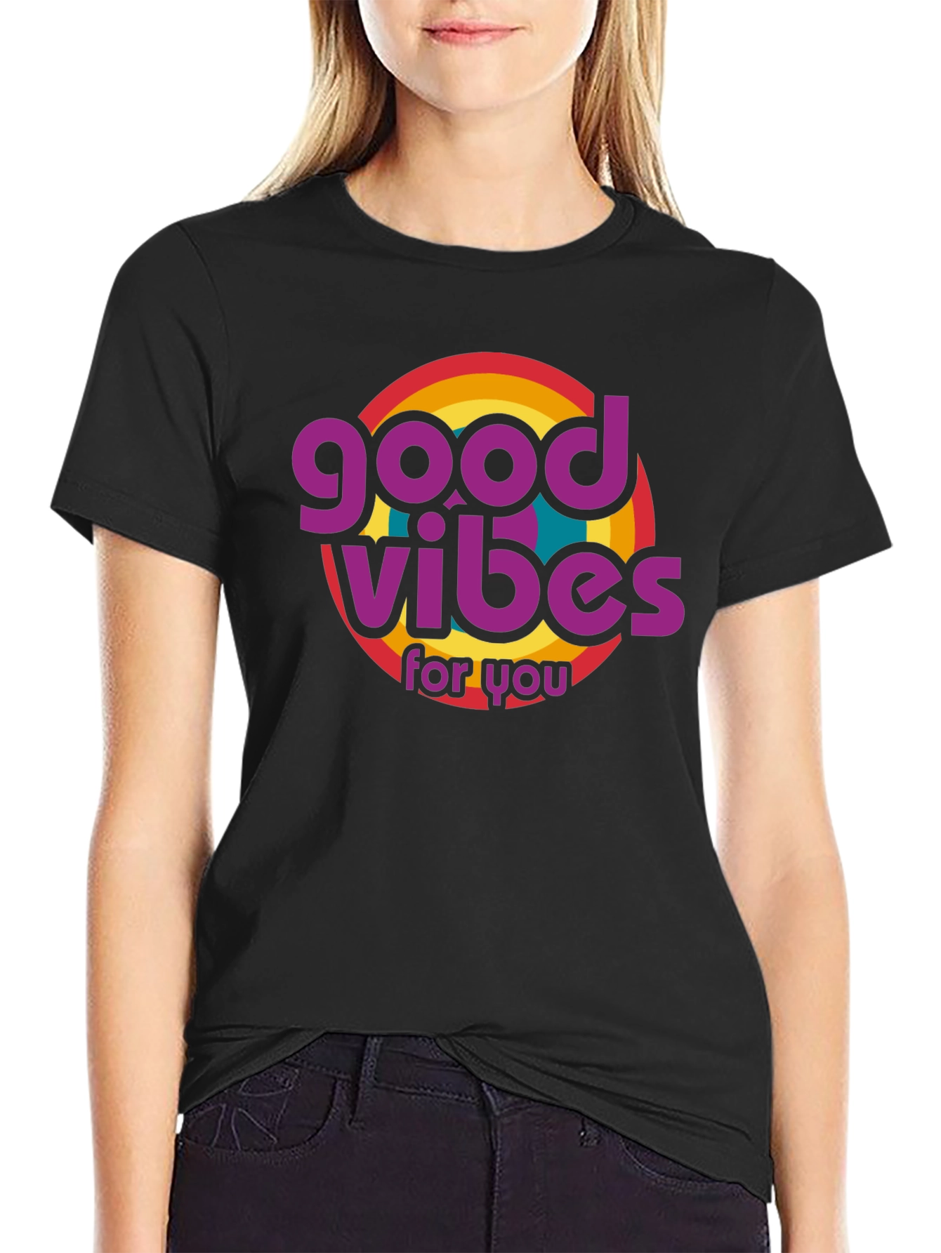 Good Vibes Retro Graphic T-Shirt - Black
