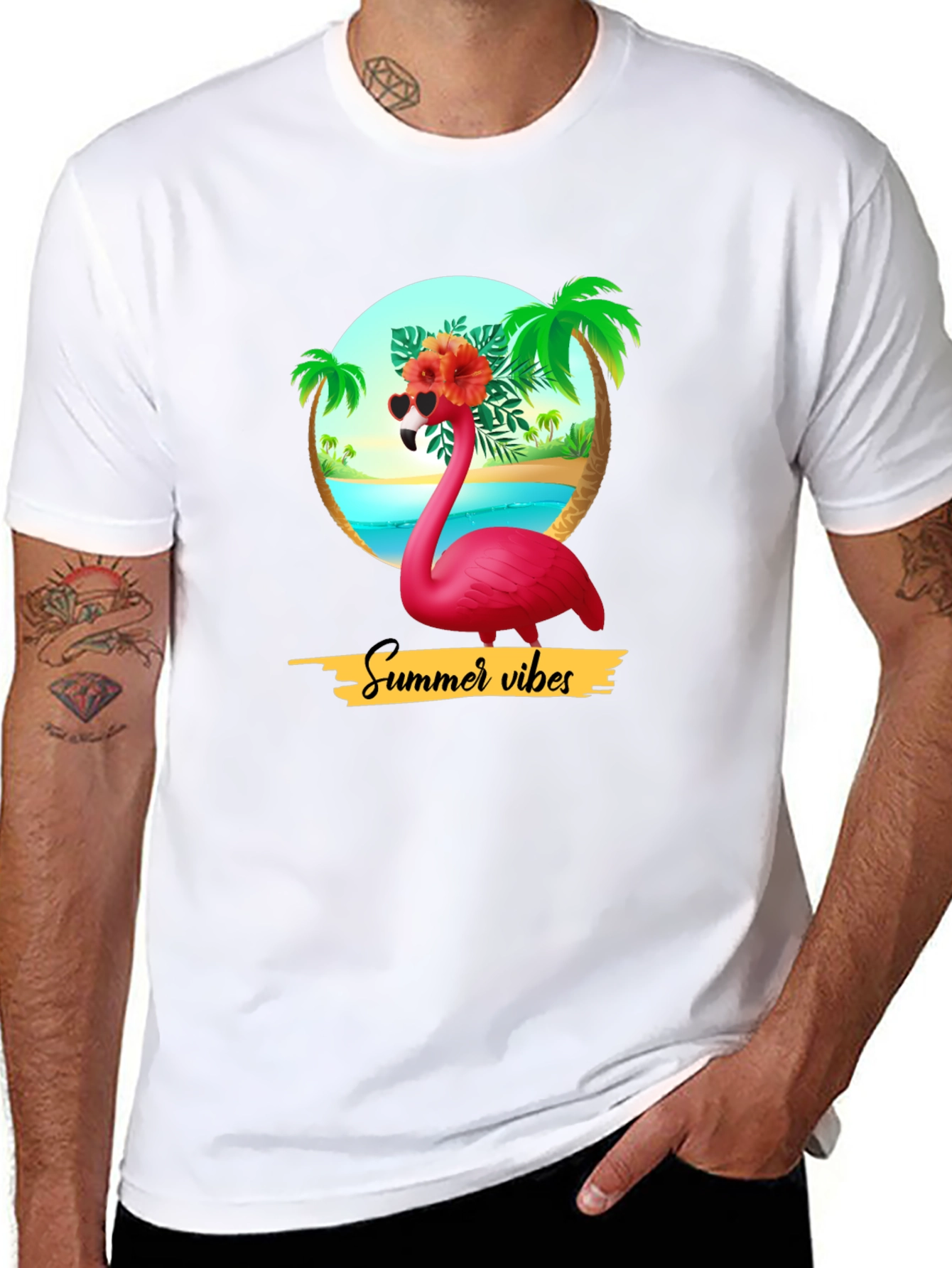 Summer Vibes Flamingo Graphic T-Shirt
