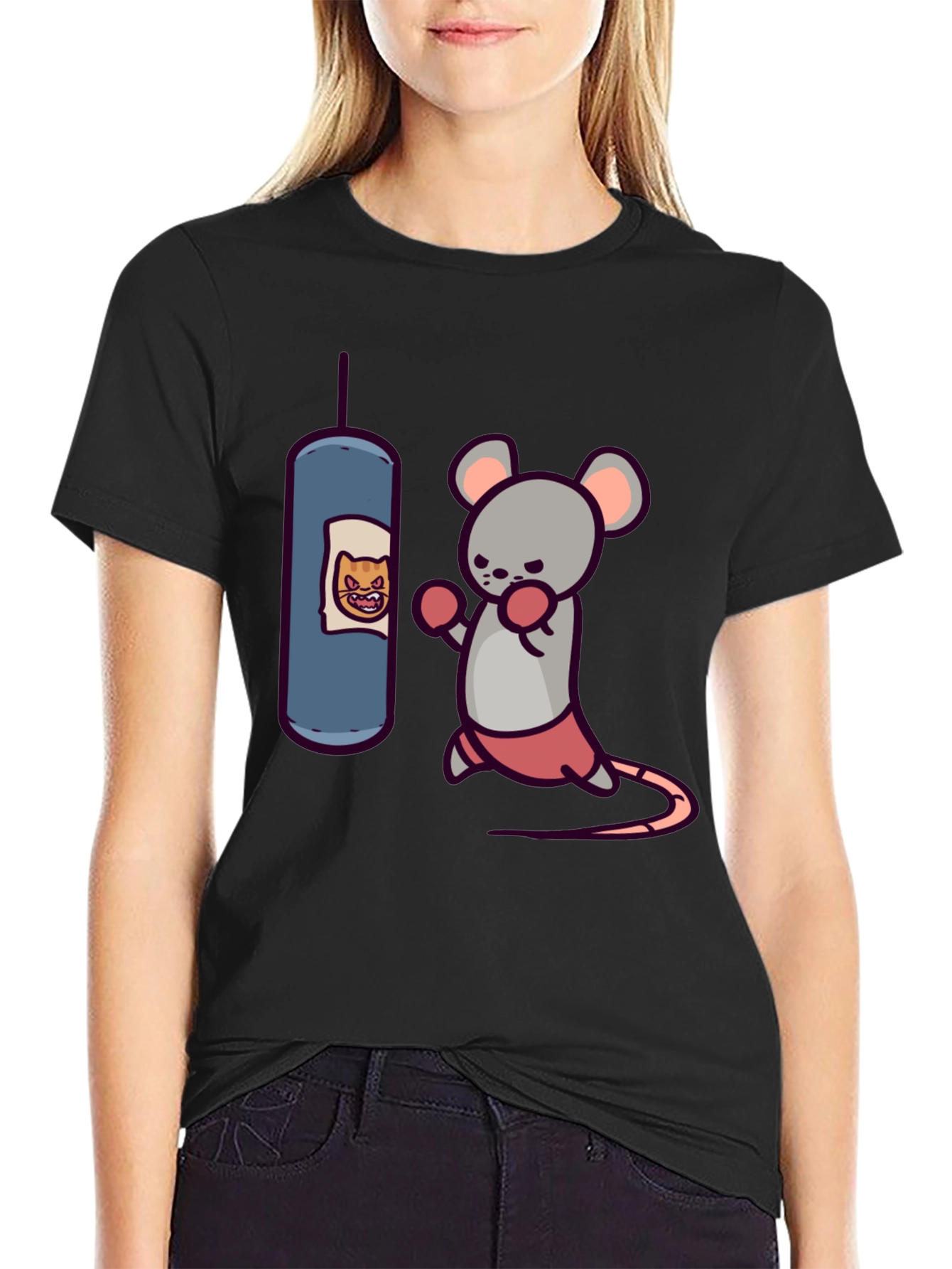 Boxing Mouse T-Shirt - Funny Cartoon Tee