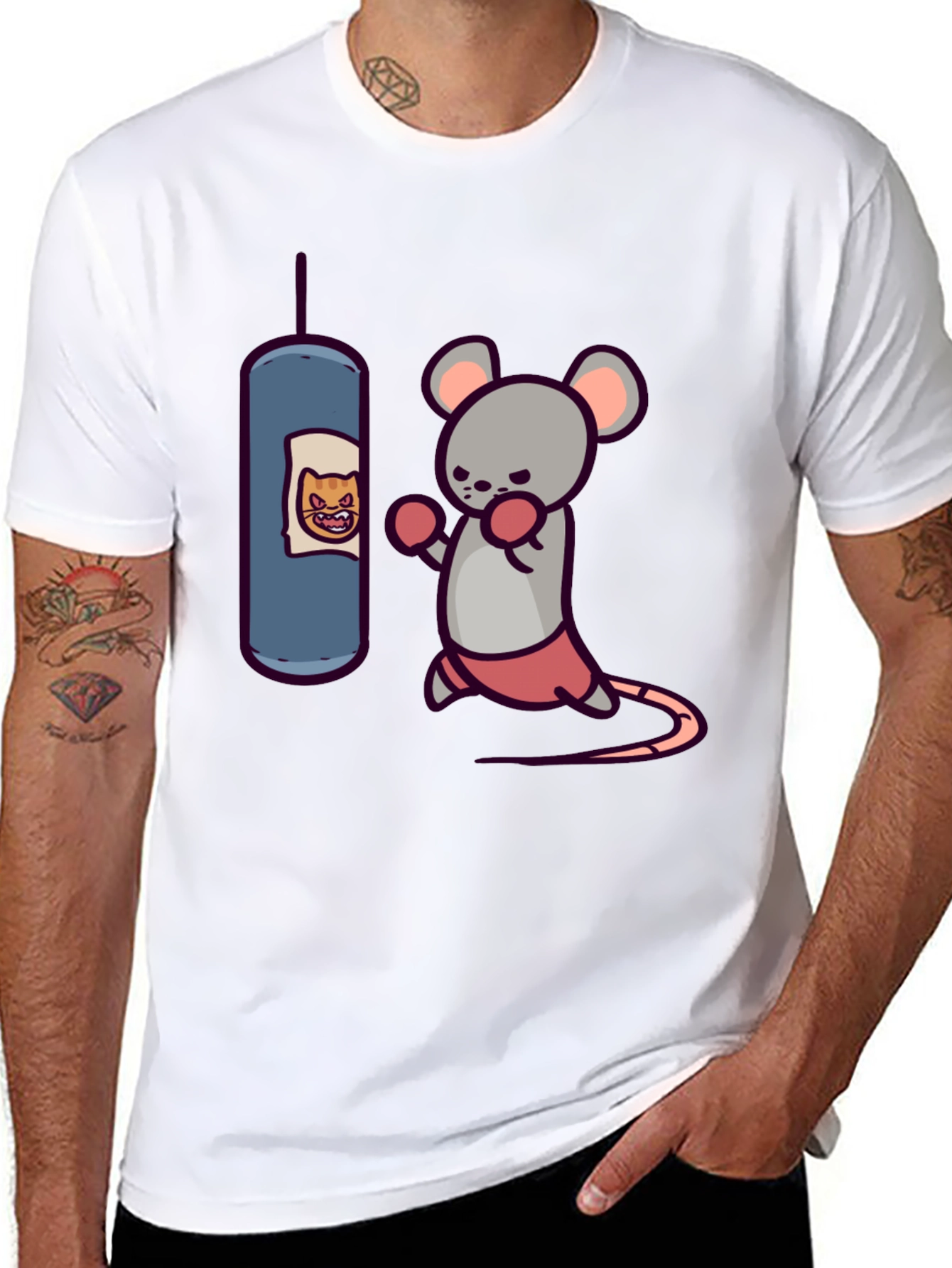 Boxing Mouse T-Shirt - Funny Cartoon Tee