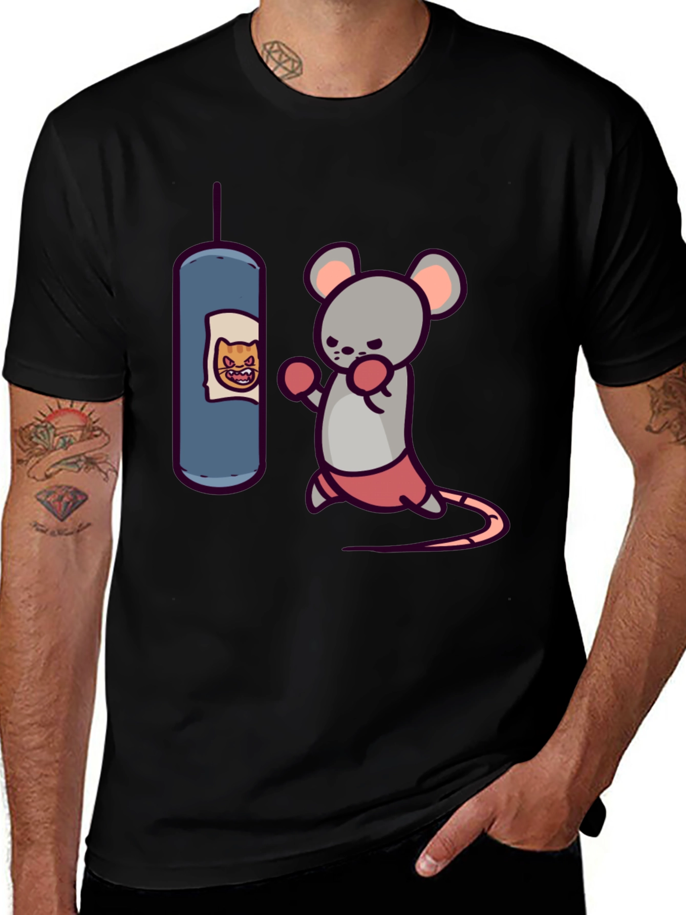 Boxing Mouse T-Shirt - Funny Cartoon Tee