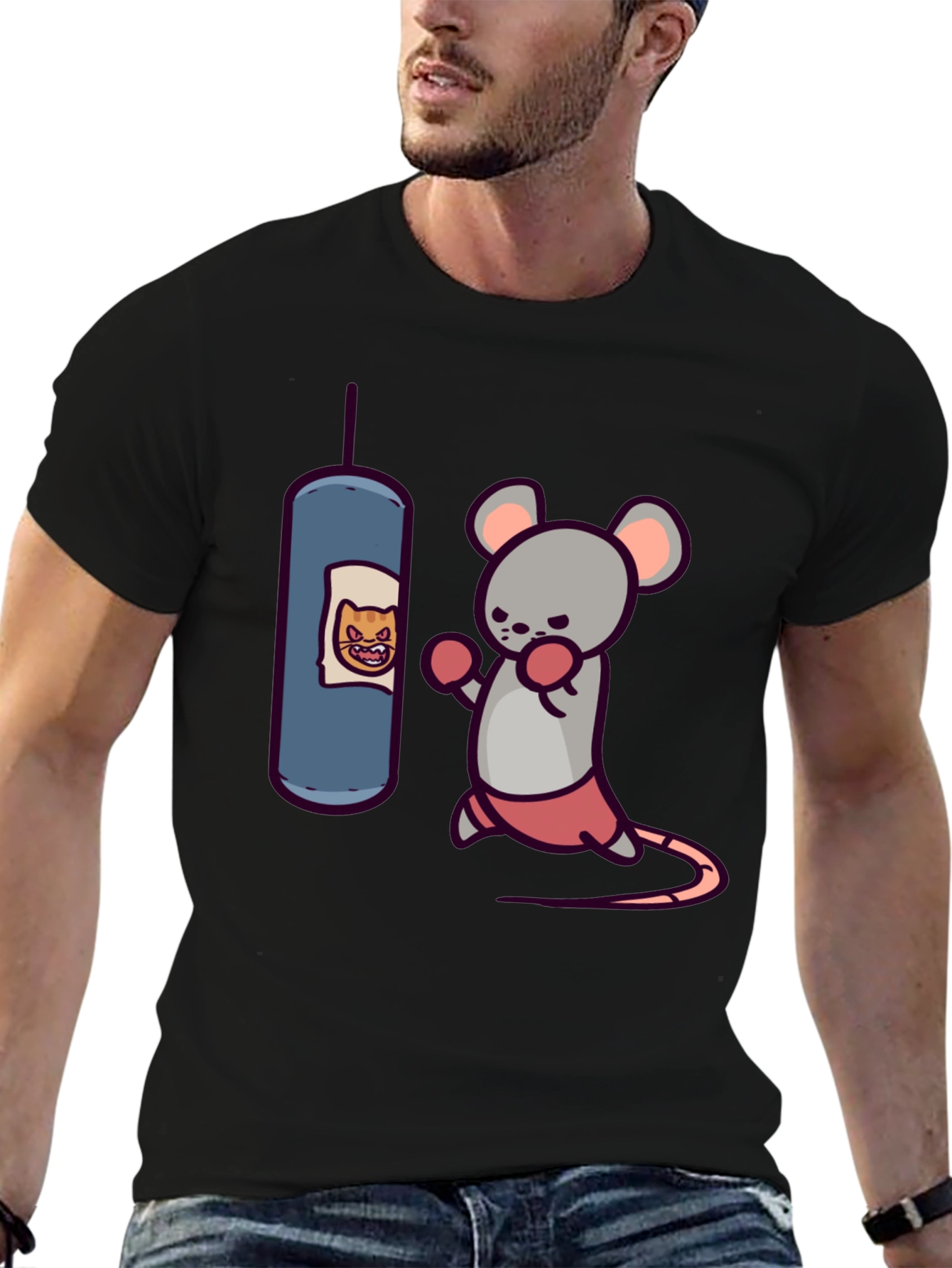Boxing Mouse T-Shirt - Funny Cartoon Tee