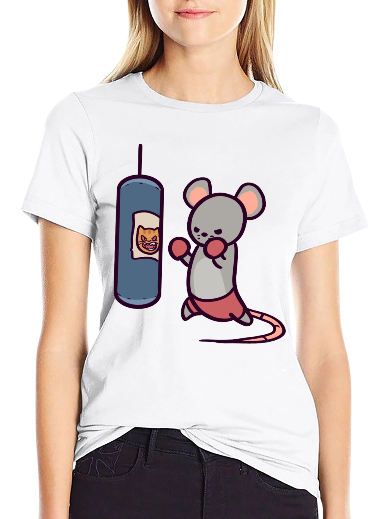 Boxing Mouse T-Shirt - Funny Cartoon Tee