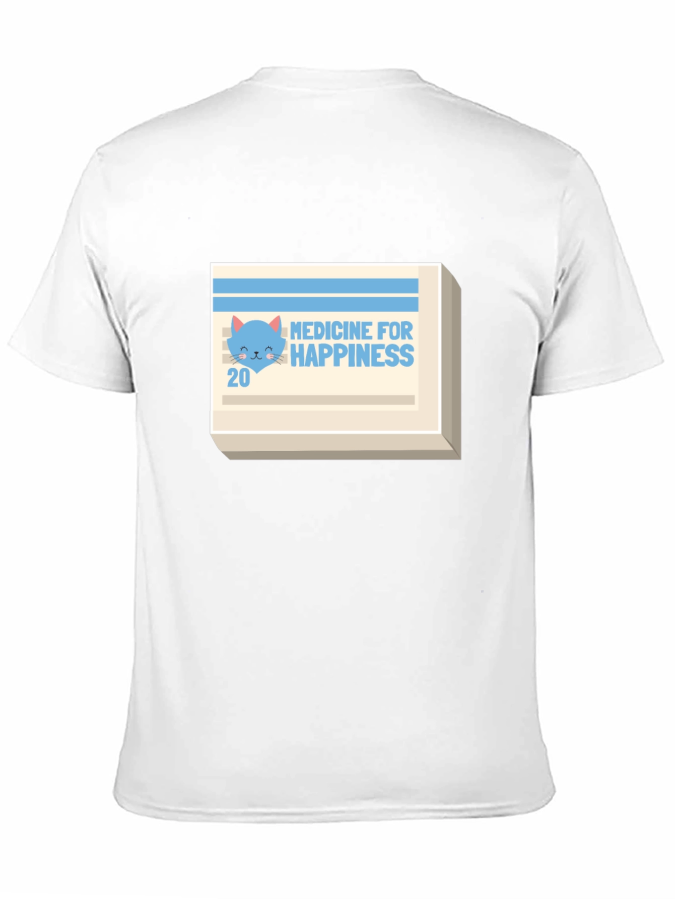 Medicine for Happiness T-Shirt - Cute Cat Design
