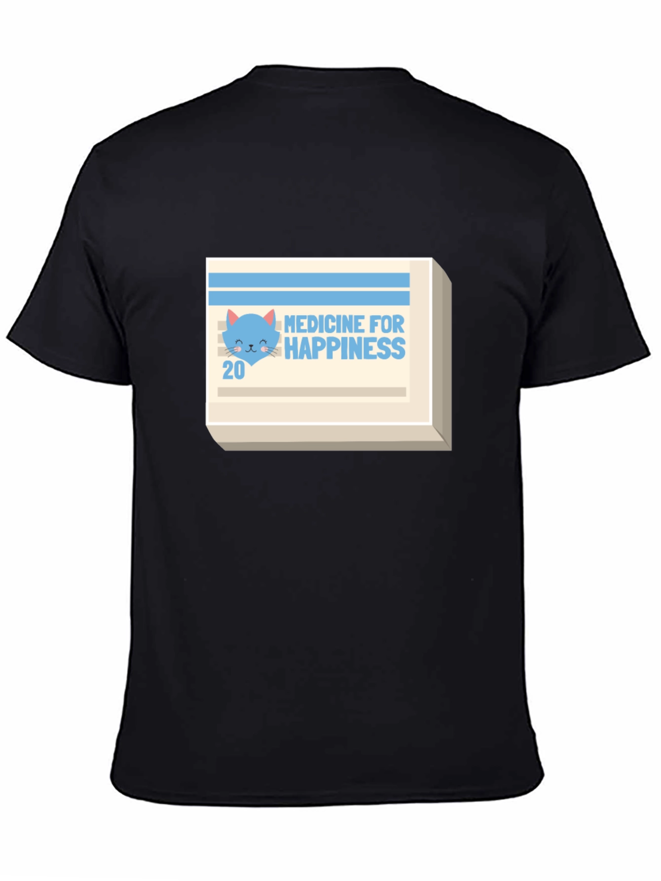 Medicine for Happiness T-Shirt - Cute Cat Design
