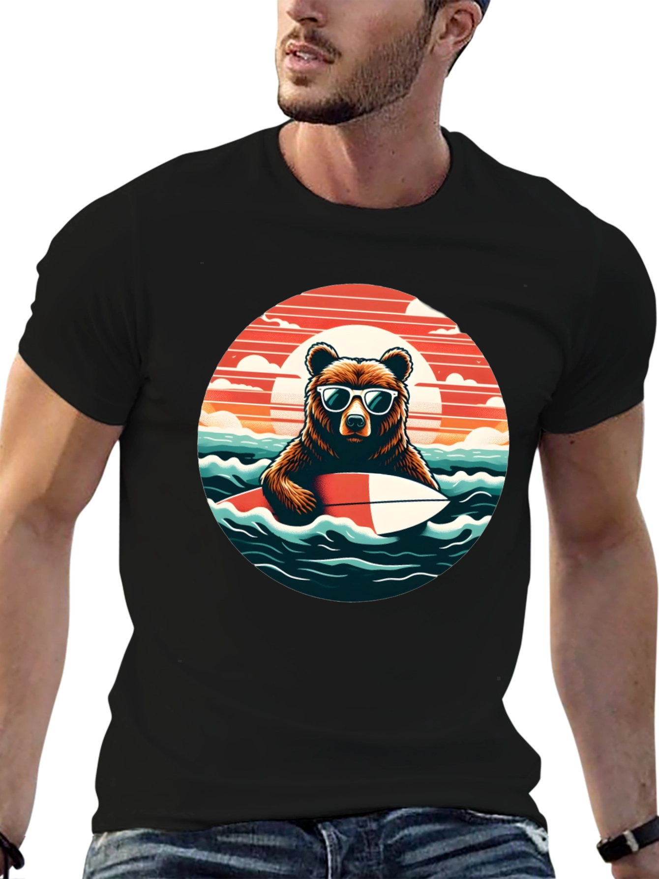 Surfing Bear T-Shirt - Cool Summer Vibes