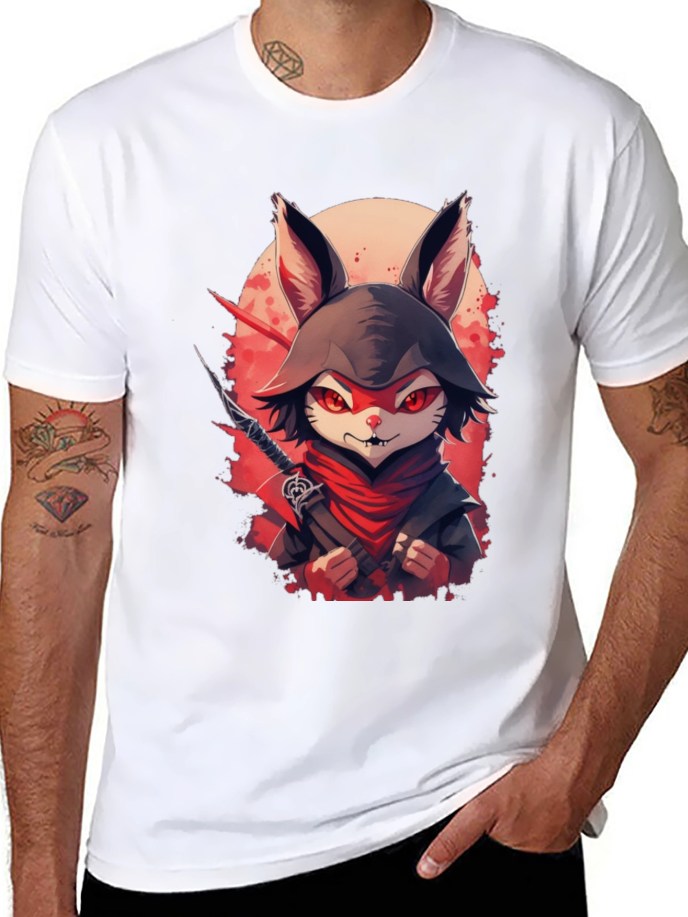 Ninja Rabbit Graphic Tee - Mens Black T-Shirt
