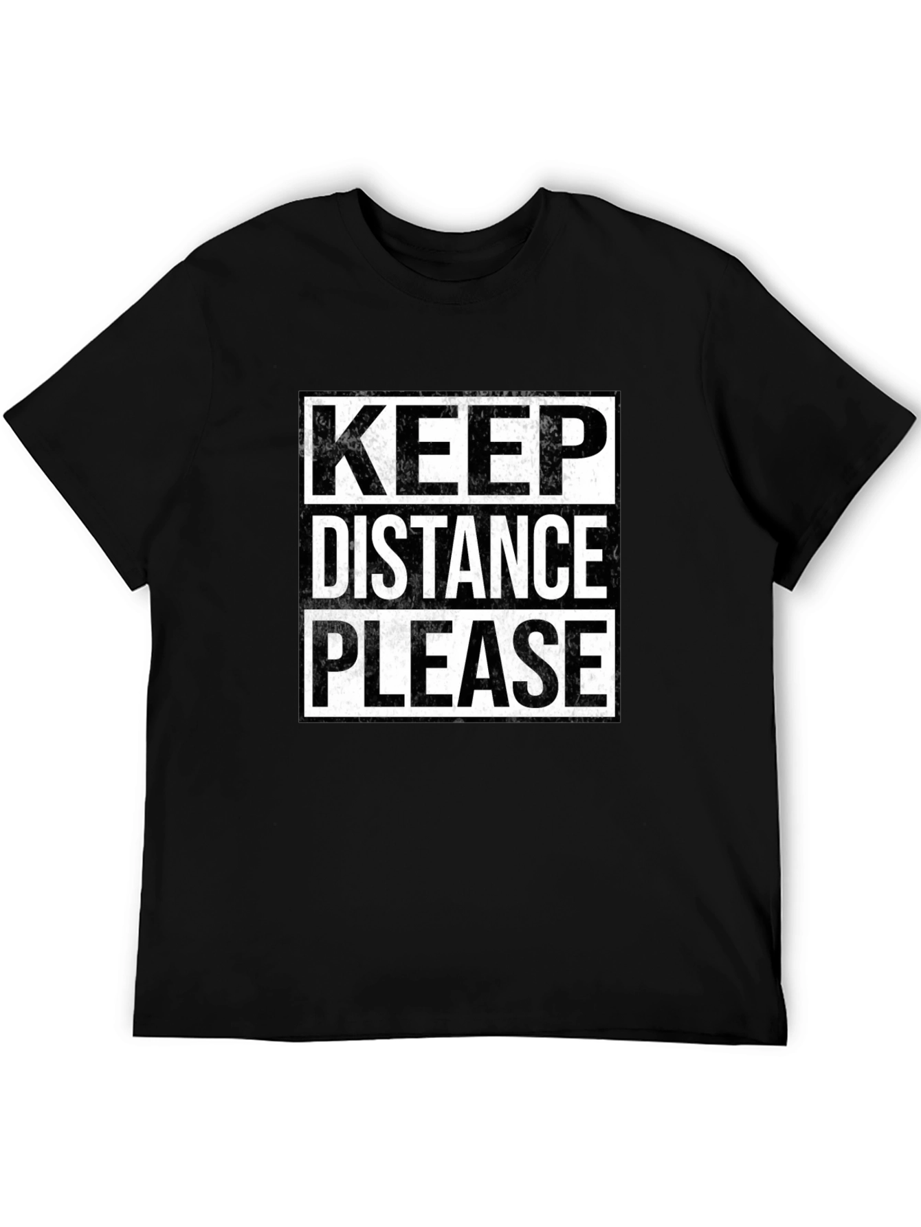Keep Distance Please Graphic T-Shirt - Black
