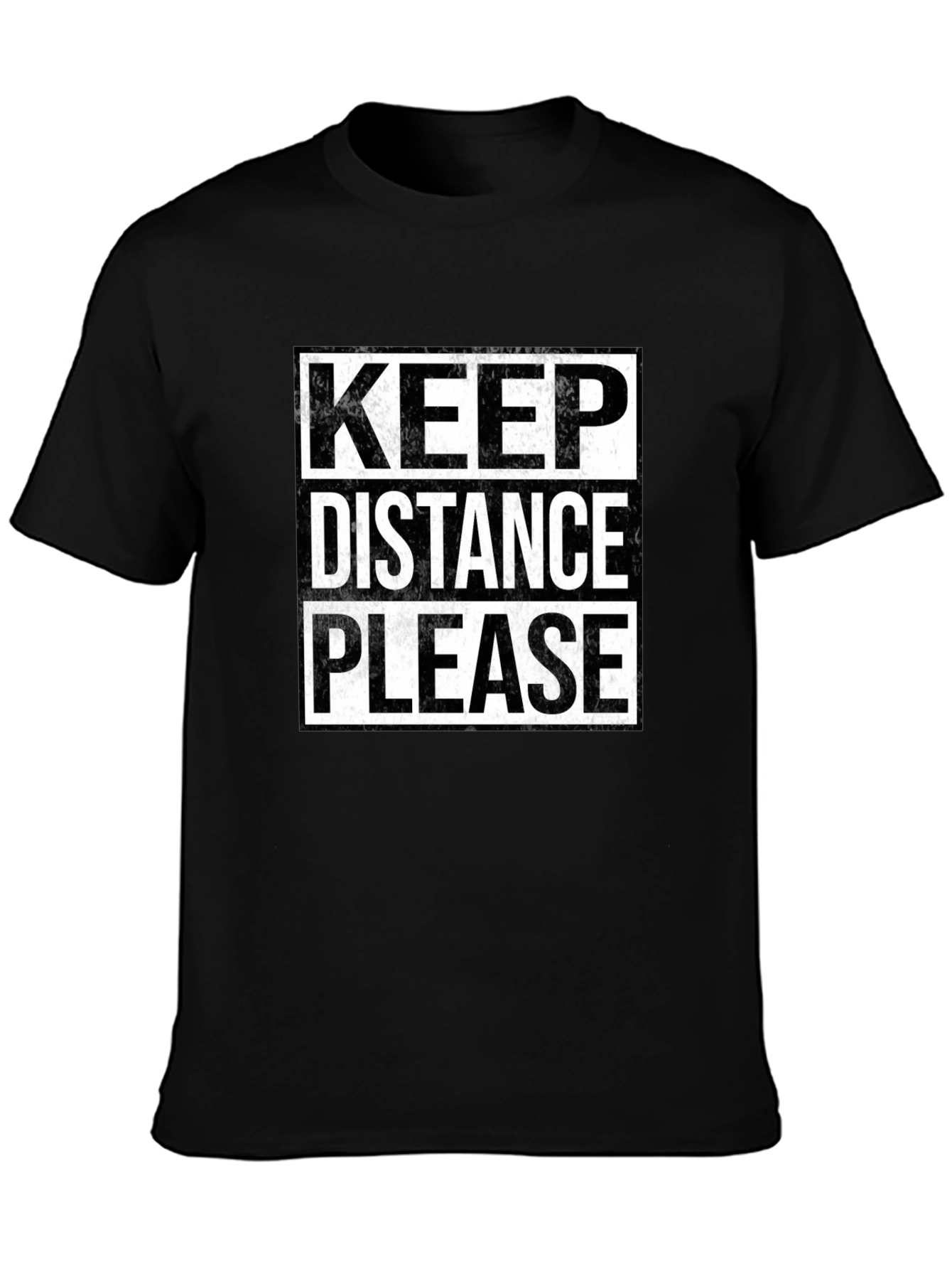 Keep Distance Please Graphic T-Shirt - Black