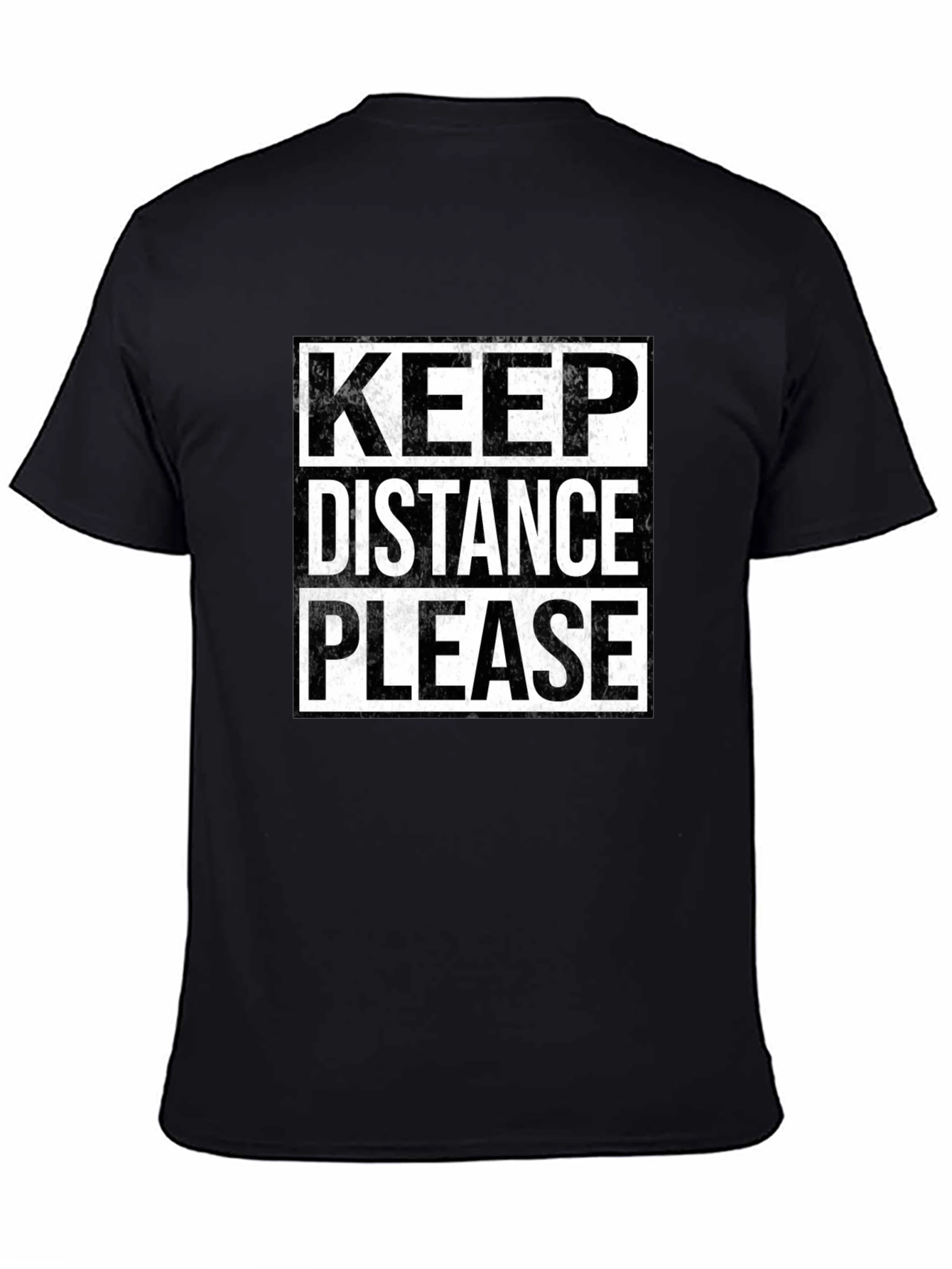 Keep Distance Please Graphic T-Shirt - Black