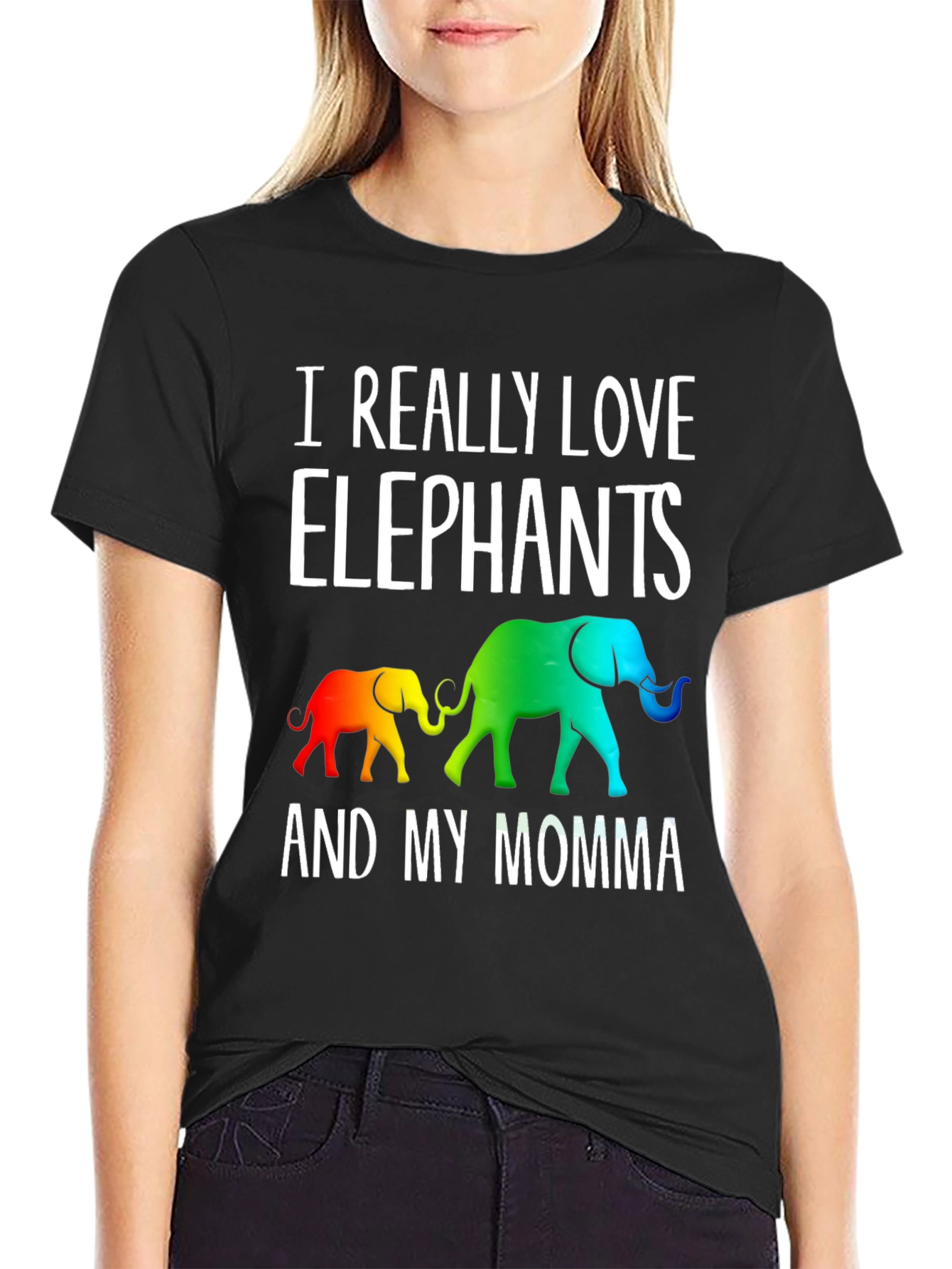 I Really Love Elephants And My Momma Graphic Tee