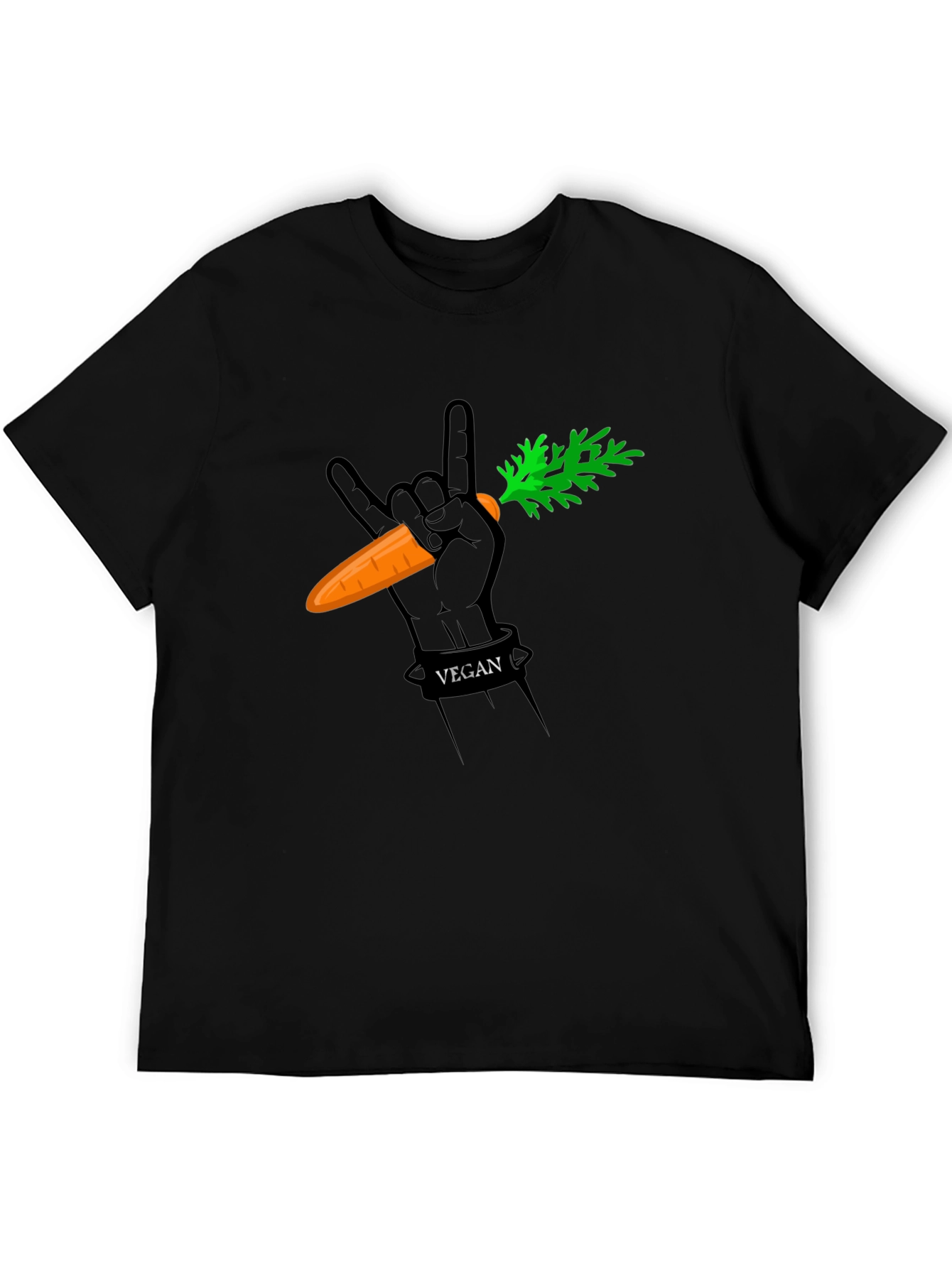 Vegan Rock Hand Carrot Graphic T-Shirt