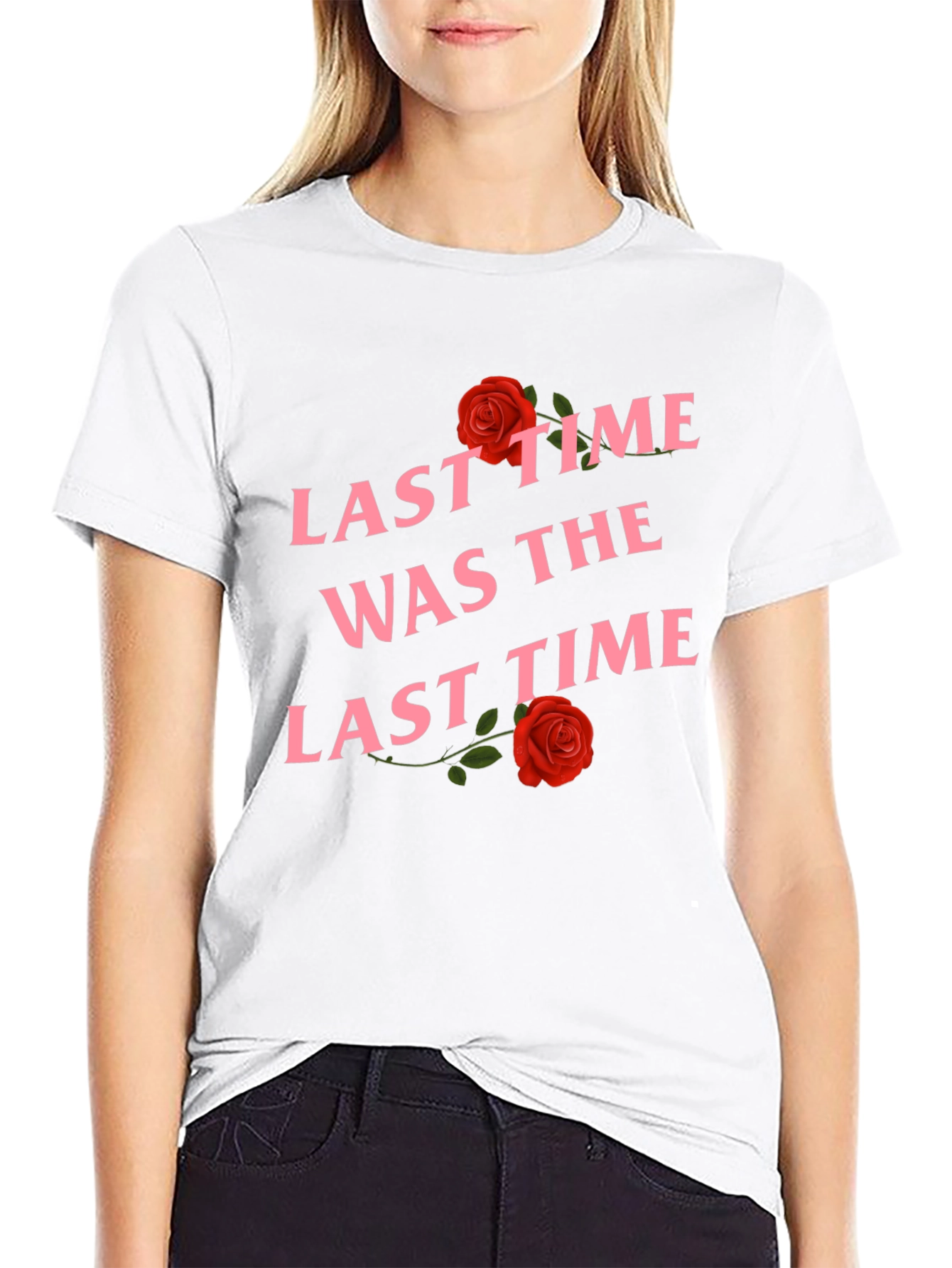 Last Time T-Shirt Rose Graphic Tee Black Cotton Shirt