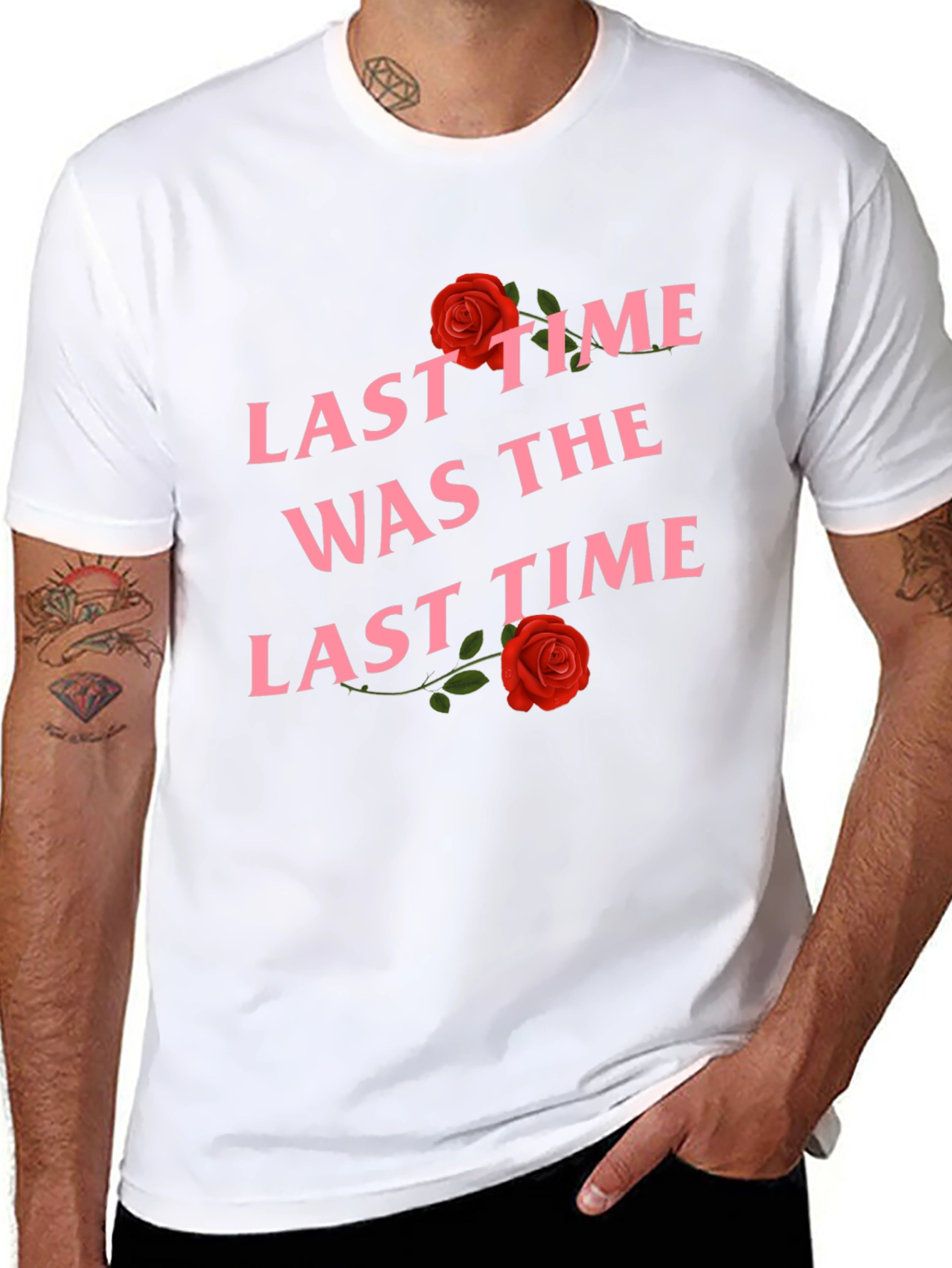Last Time T-Shirt Rose Graphic Tee Black Cotton Shirt
