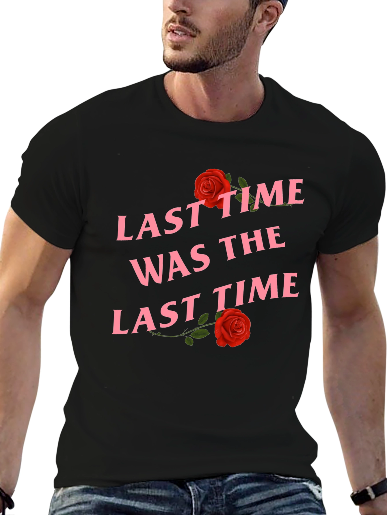 Last Time T-Shirt Rose Graphic Tee Black Cotton Shirt