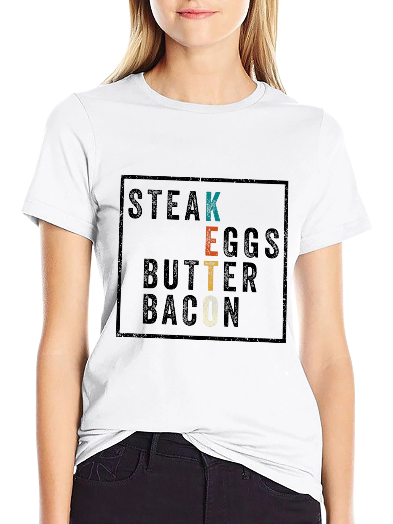 Keto Diet T-Shirt - Steak Eggs Butter Bacon