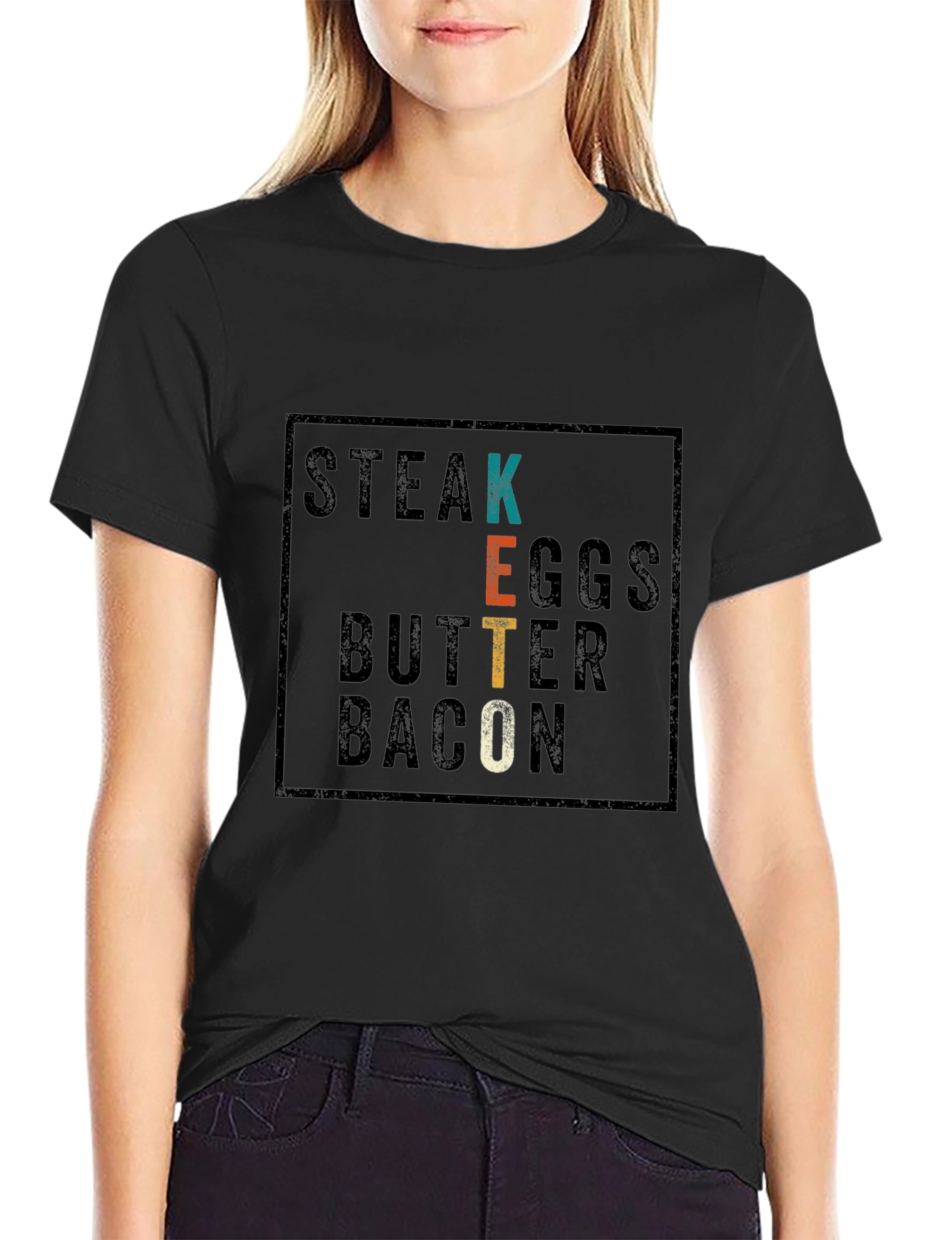 Keto Diet T-Shirt - Steak Eggs Butter Bacon