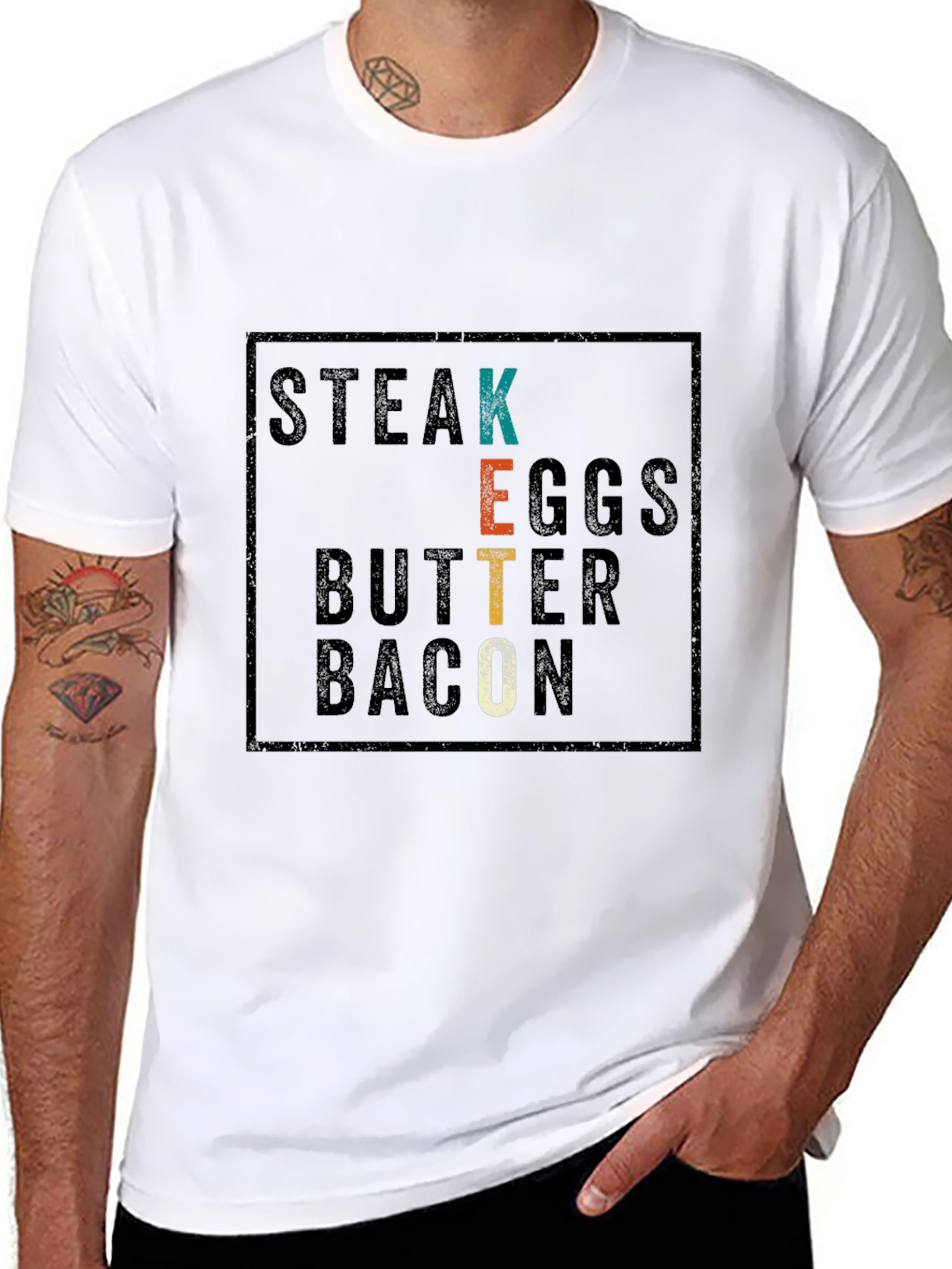 Keto Diet T-Shirt - Steak Eggs Butter Bacon