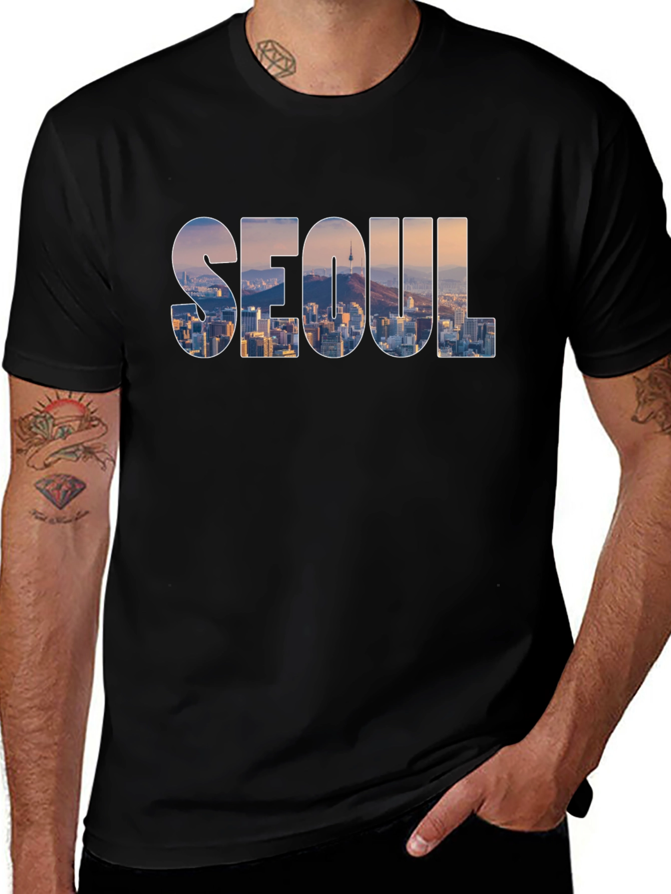Seoul Skyline Graphic T-Shirt
