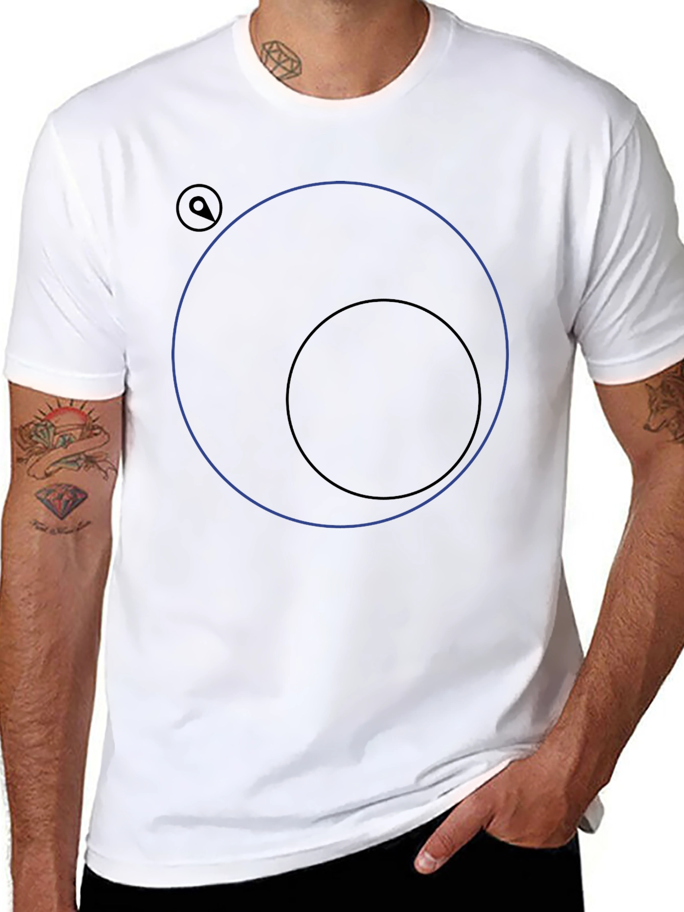 Black Graphic Tee with Circle Design