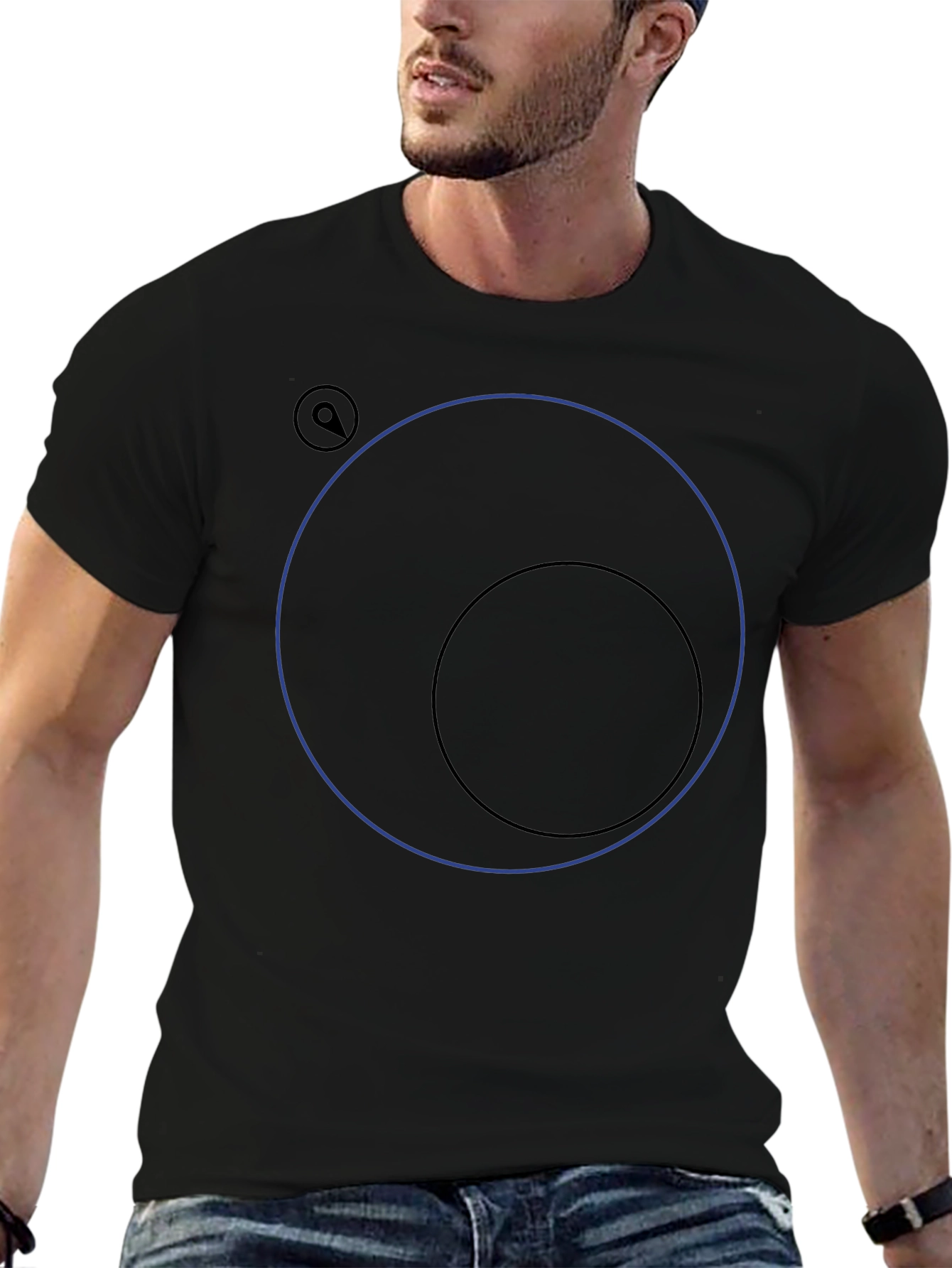 Black Graphic Tee with Circle Design