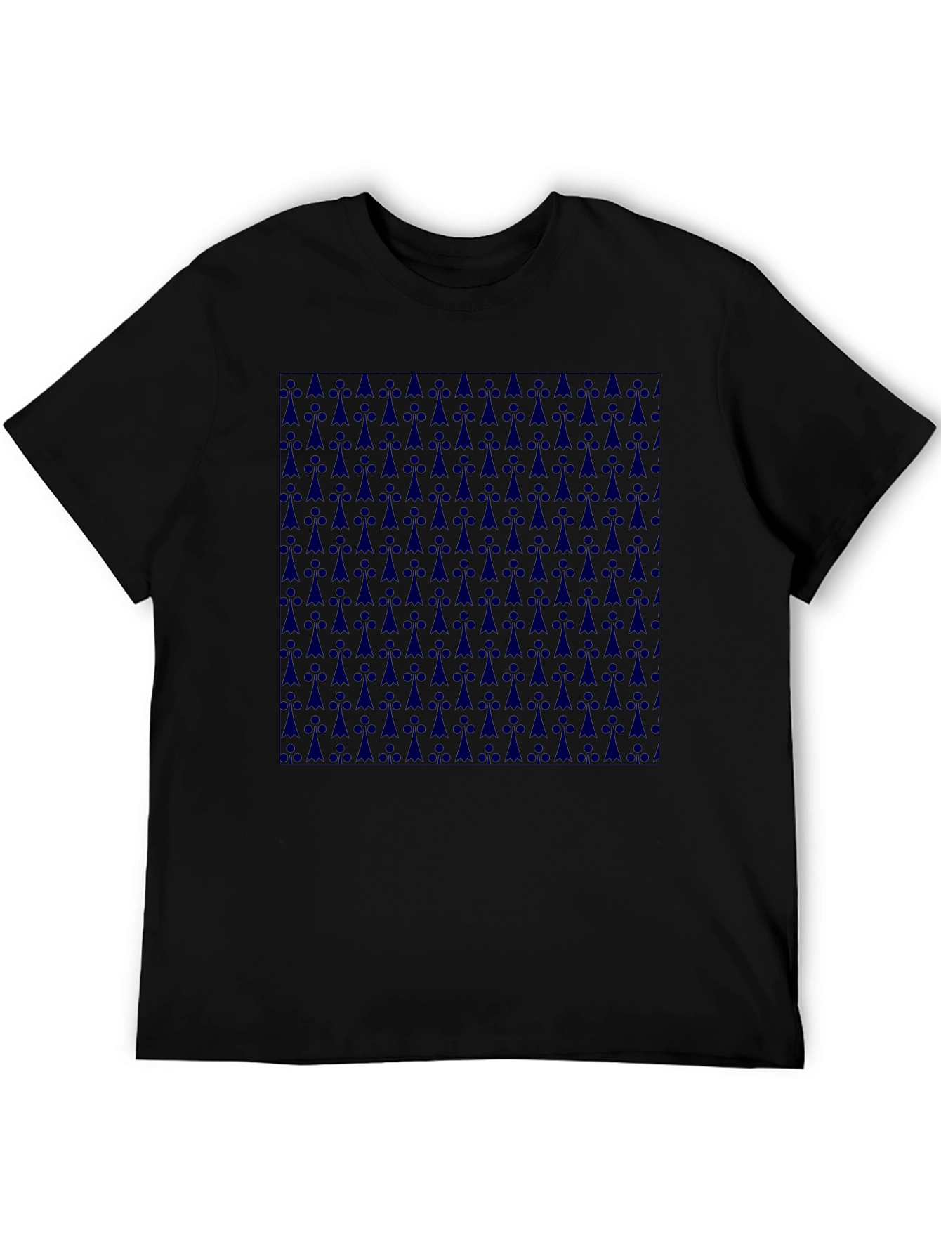 Mens Black T-Shirt with Ermine Pattern