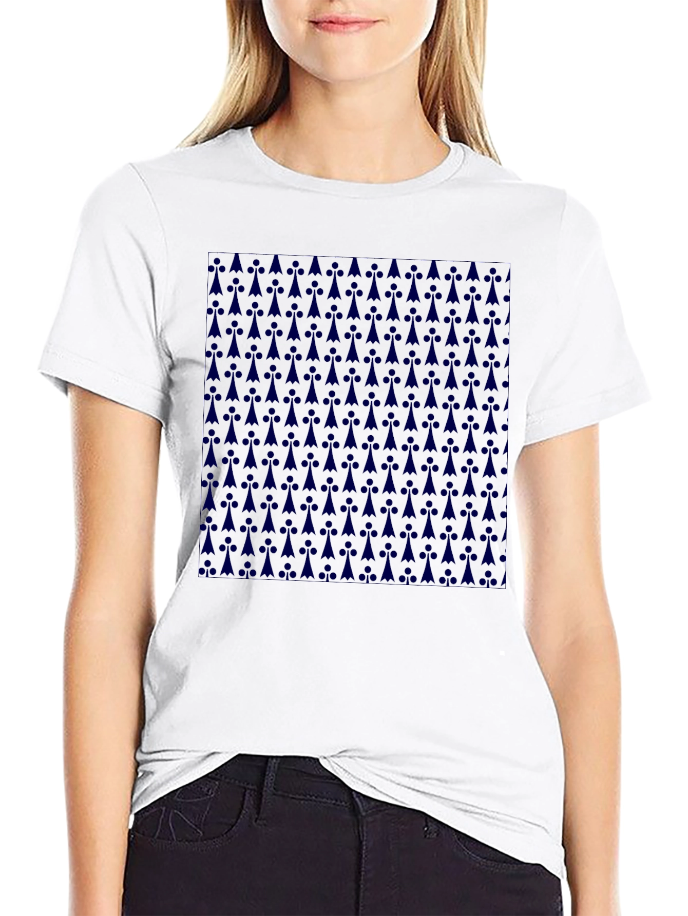 Mens Black T-Shirt with Ermine Pattern