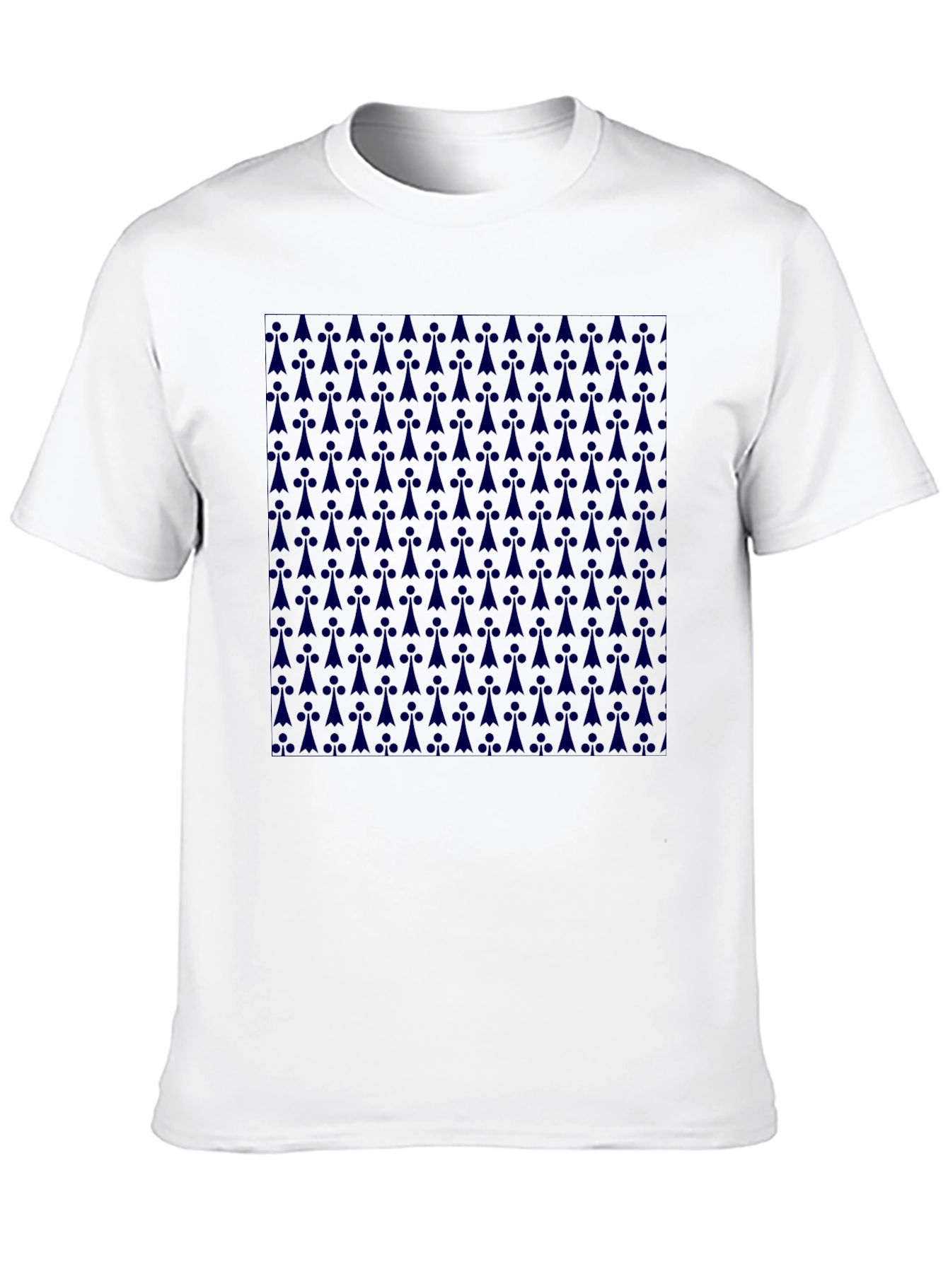 Mens Black T-Shirt with Ermine Pattern