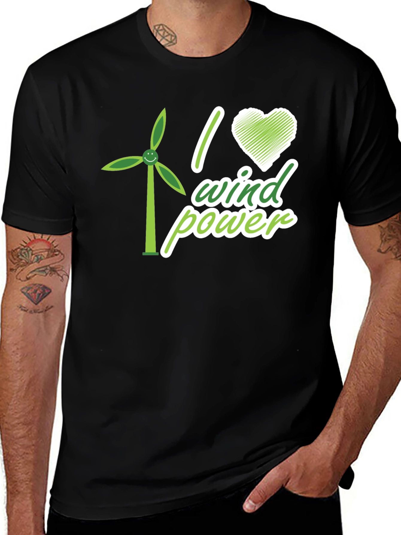 I Love Wind Power Graphic T-Shirt - Eco-Friendly Design