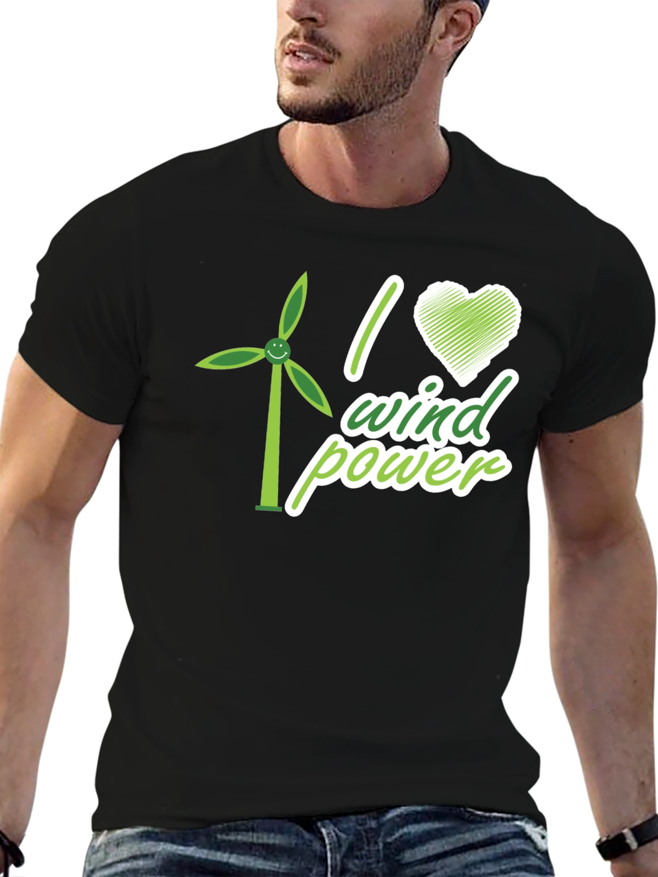 I Love Wind Power Graphic T-Shirt - Eco-Friendly Design