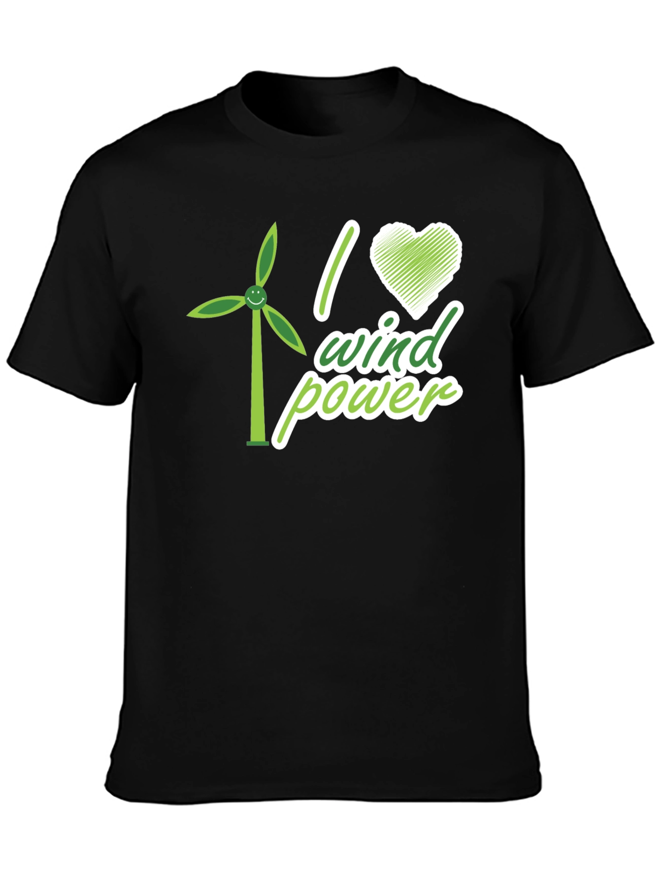 I Love Wind Power Graphic T-Shirt - Eco-Friendly Design