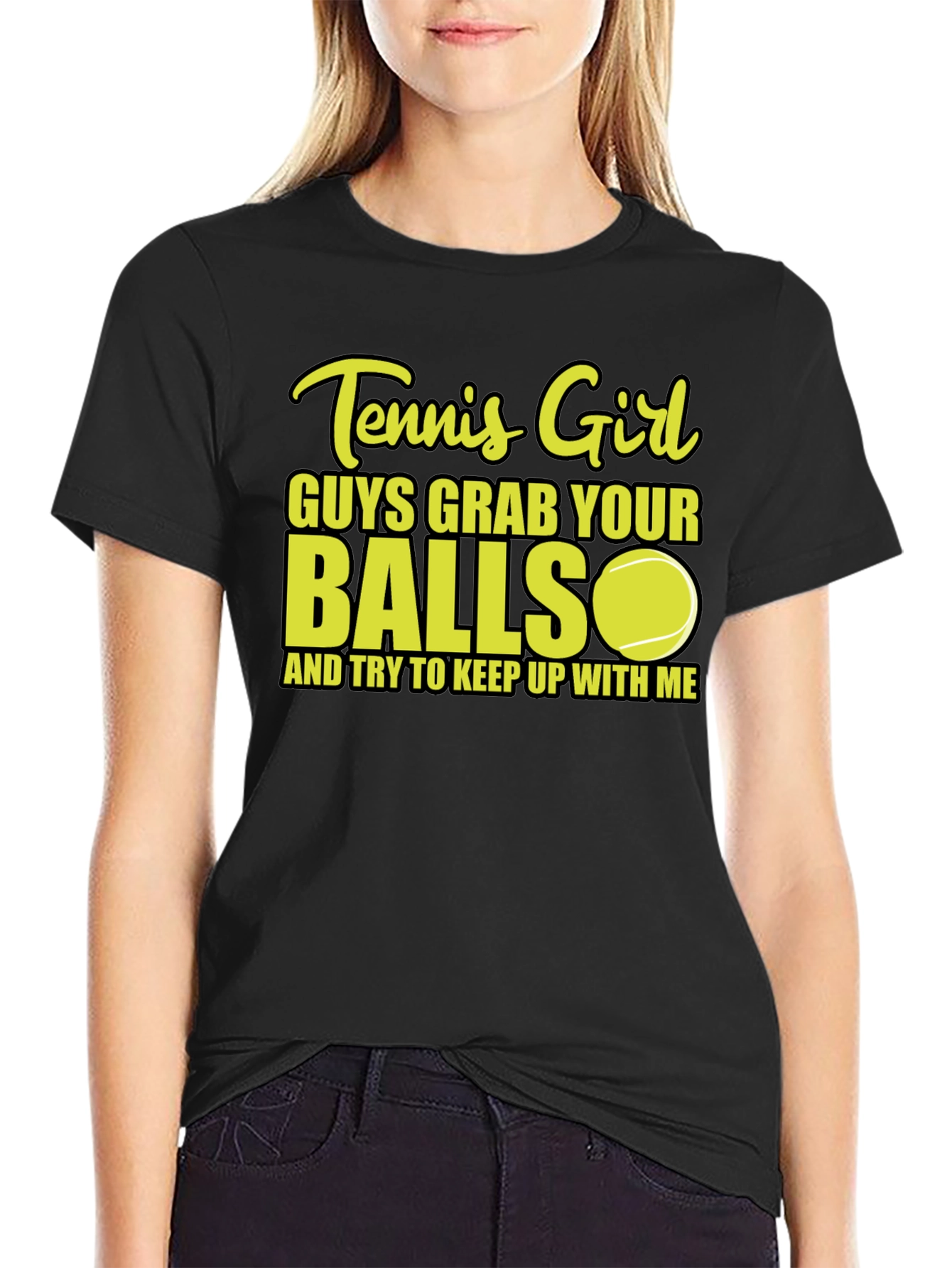 Tennis Girl Balls Graphic T-Shirt