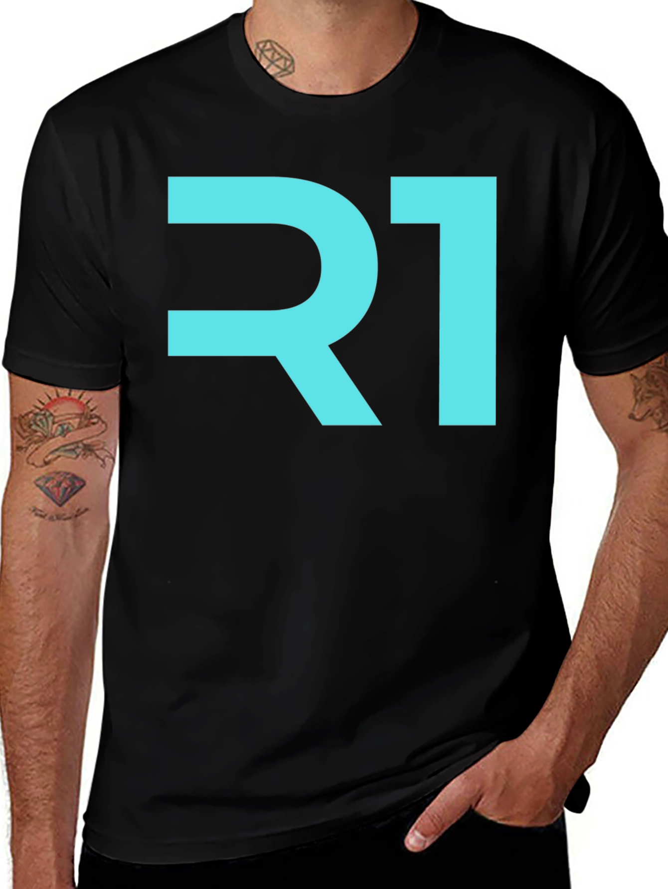 R1 Graphic Tee - Stylish Black Cotton T-Shirt