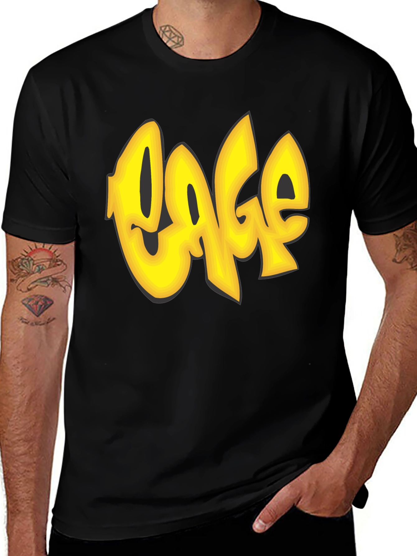 Cage Graffiti Style T-Shirt - Black