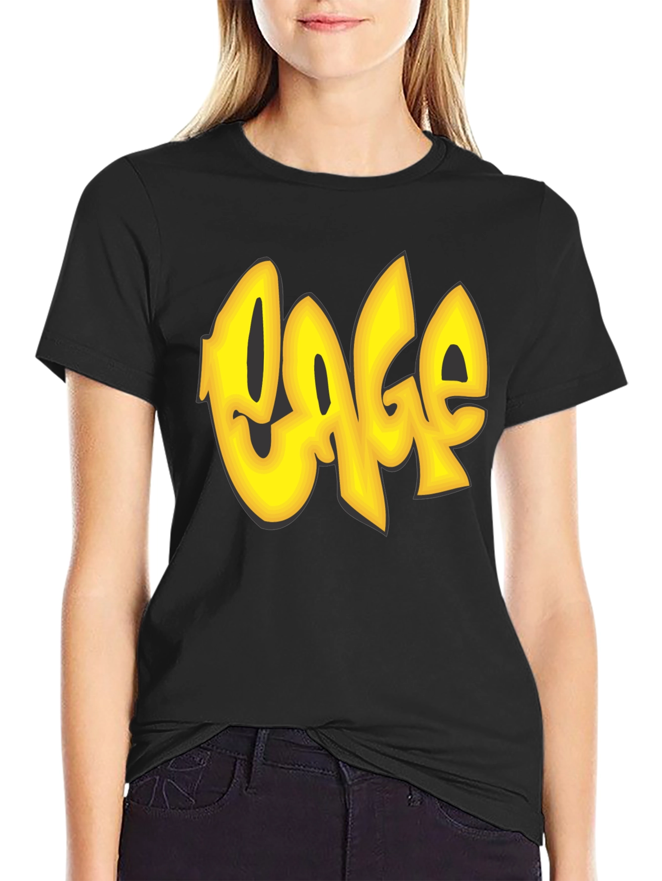 Cage Graffiti Style T-Shirt - Black