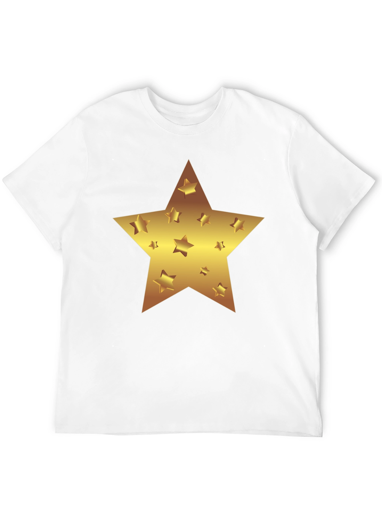 Gold Star Graphic Print Black T-Shirt