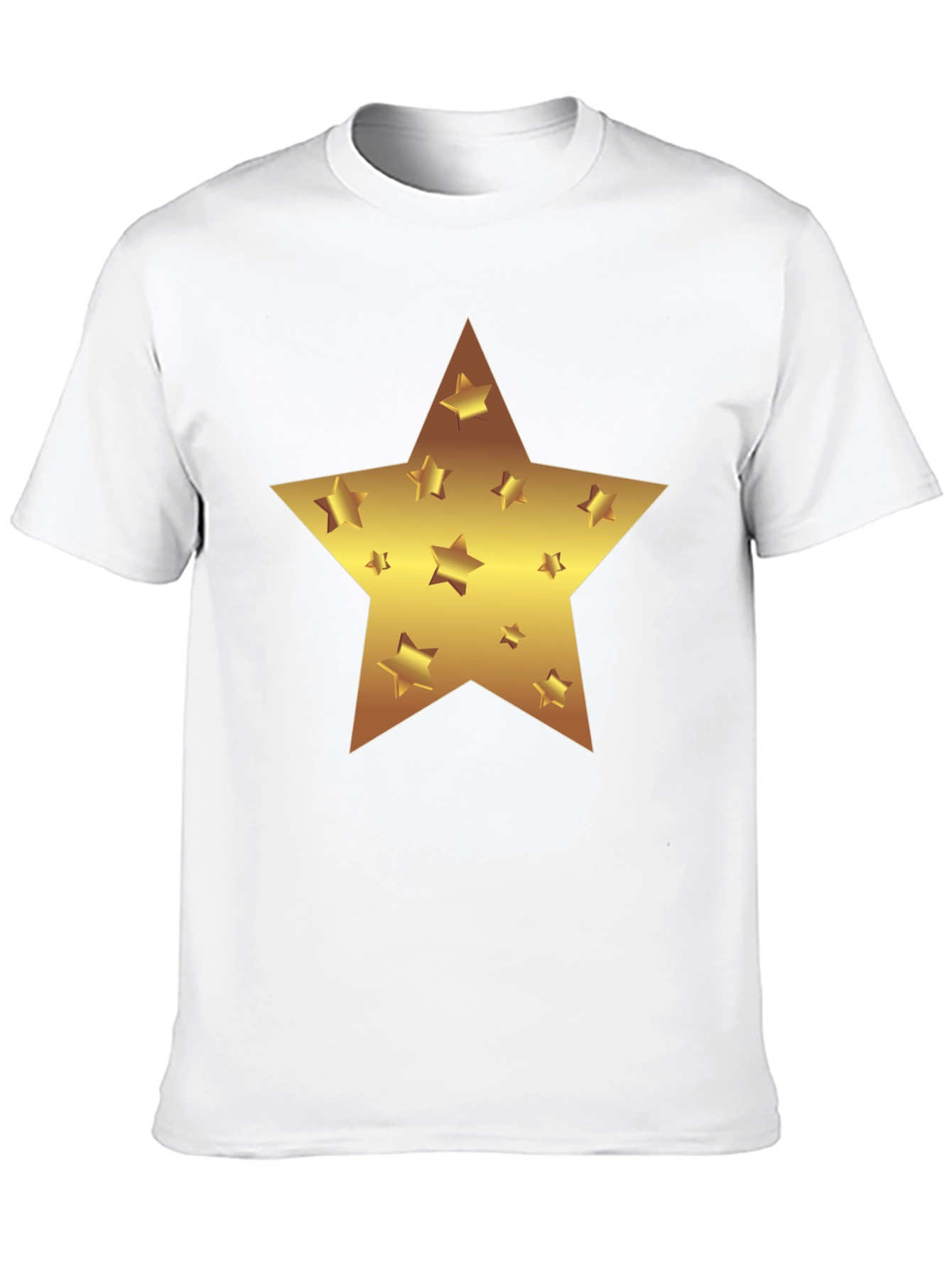 Gold Star Graphic Print Black T-Shirt