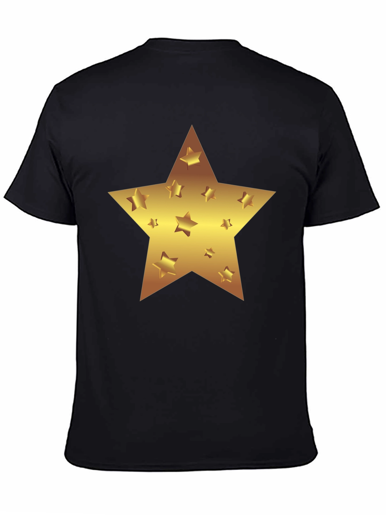 Gold Star Graphic Print Black T-Shirt