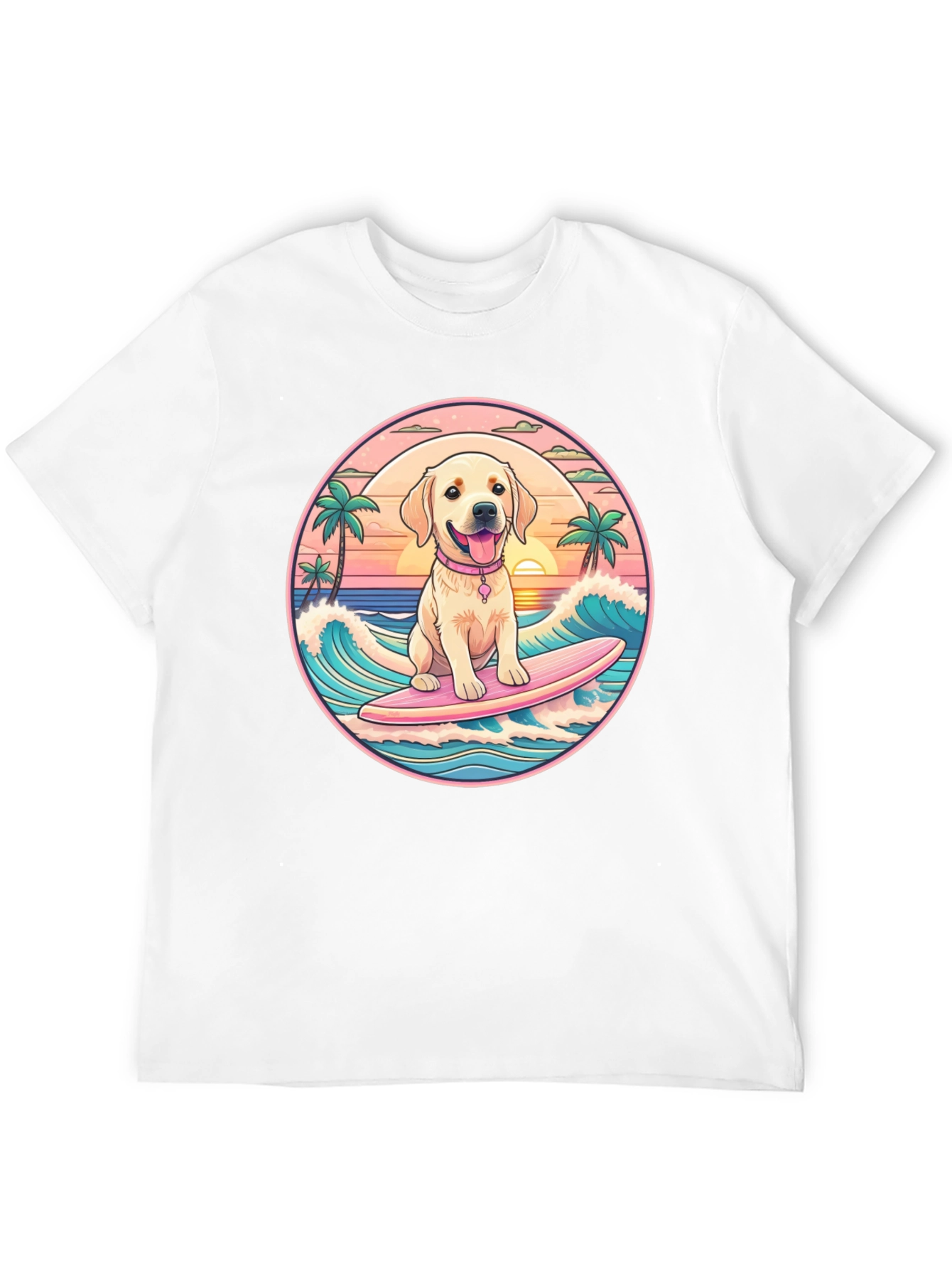 Surfing Dog Graphic Tee - Beach Vibes T-Shirt