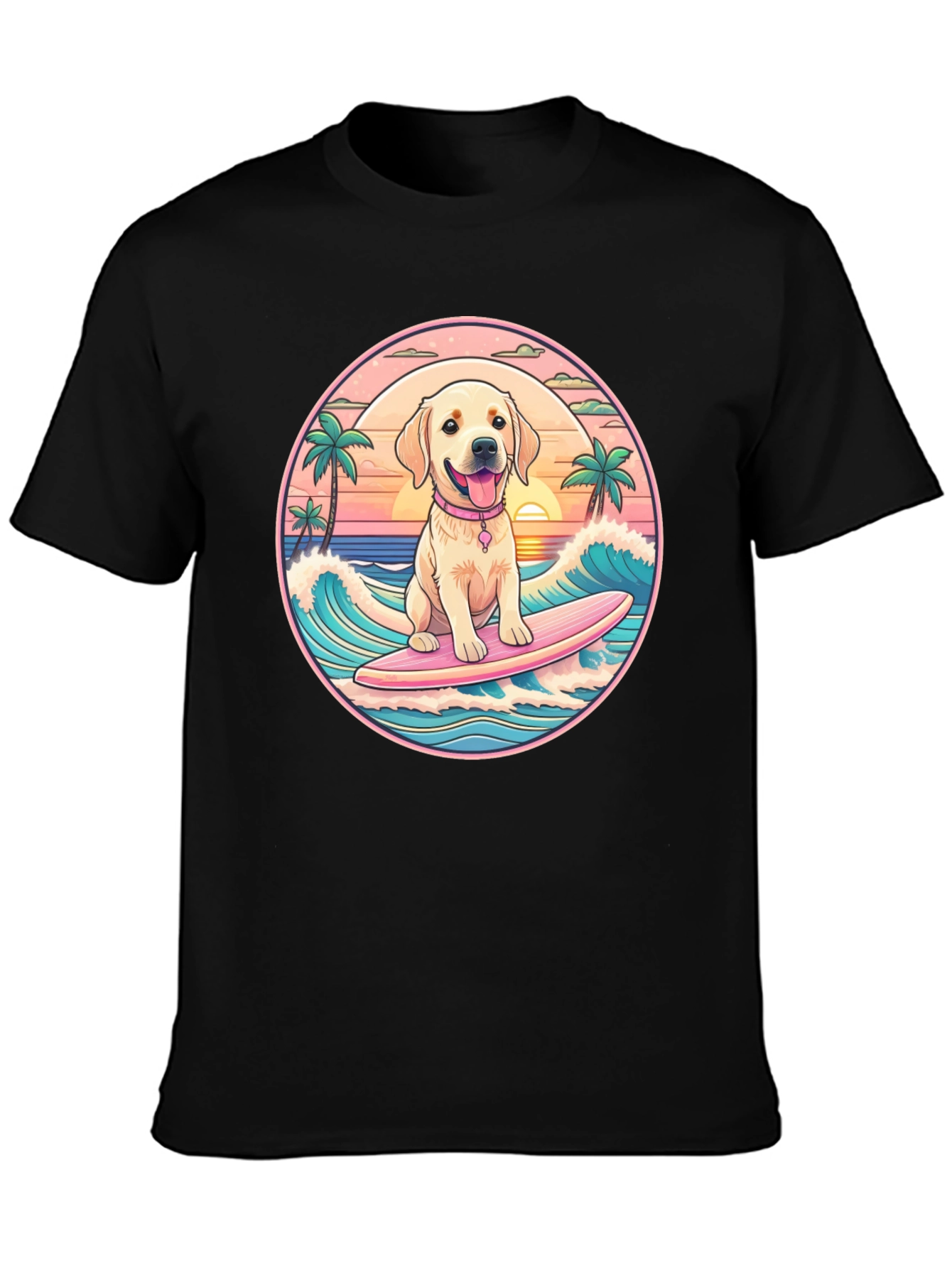 Surfing Dog Graphic Tee - Beach Vibes T-Shirt