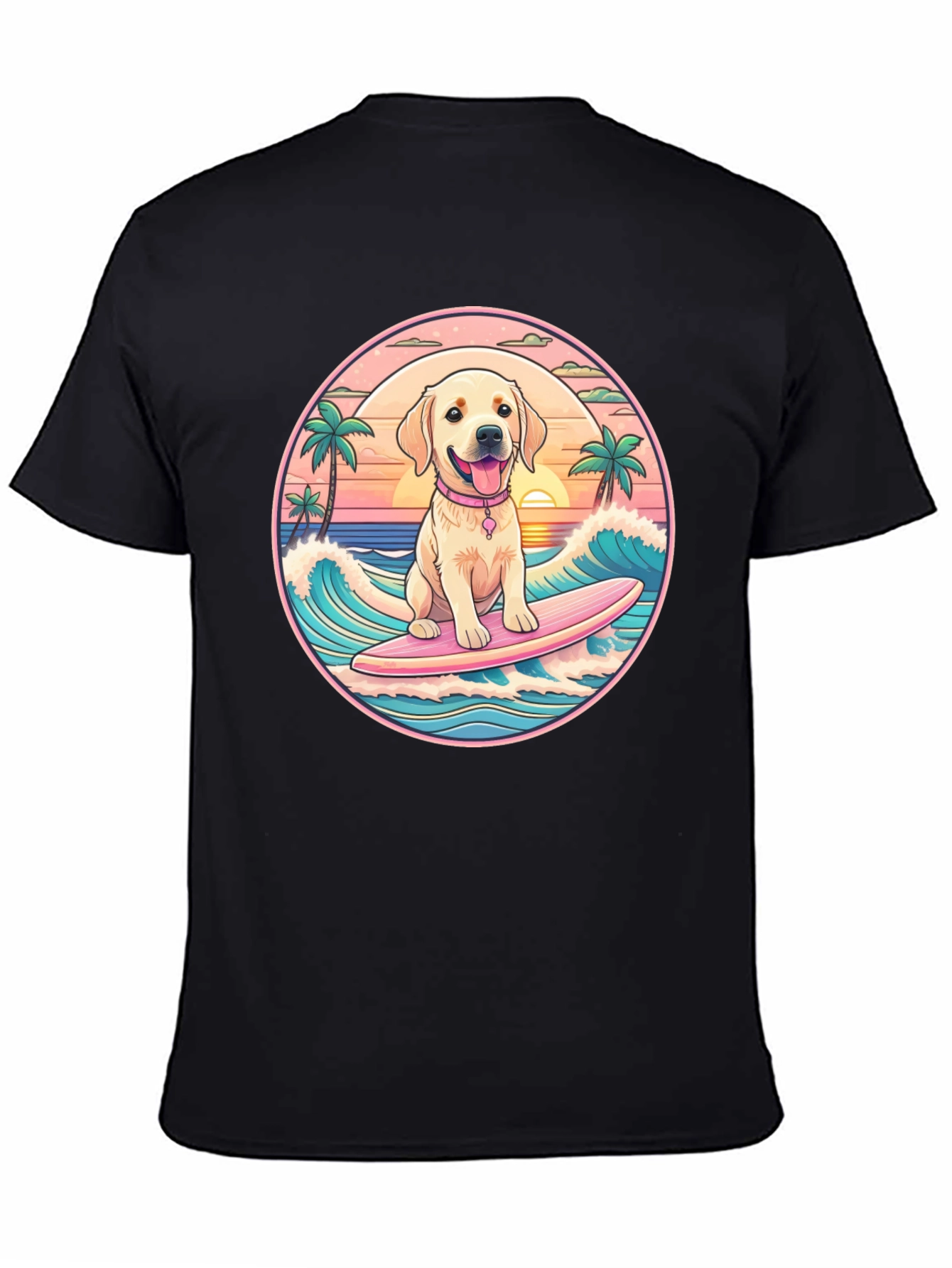 Surfing Dog Graphic Tee - Beach Vibes T-Shirt