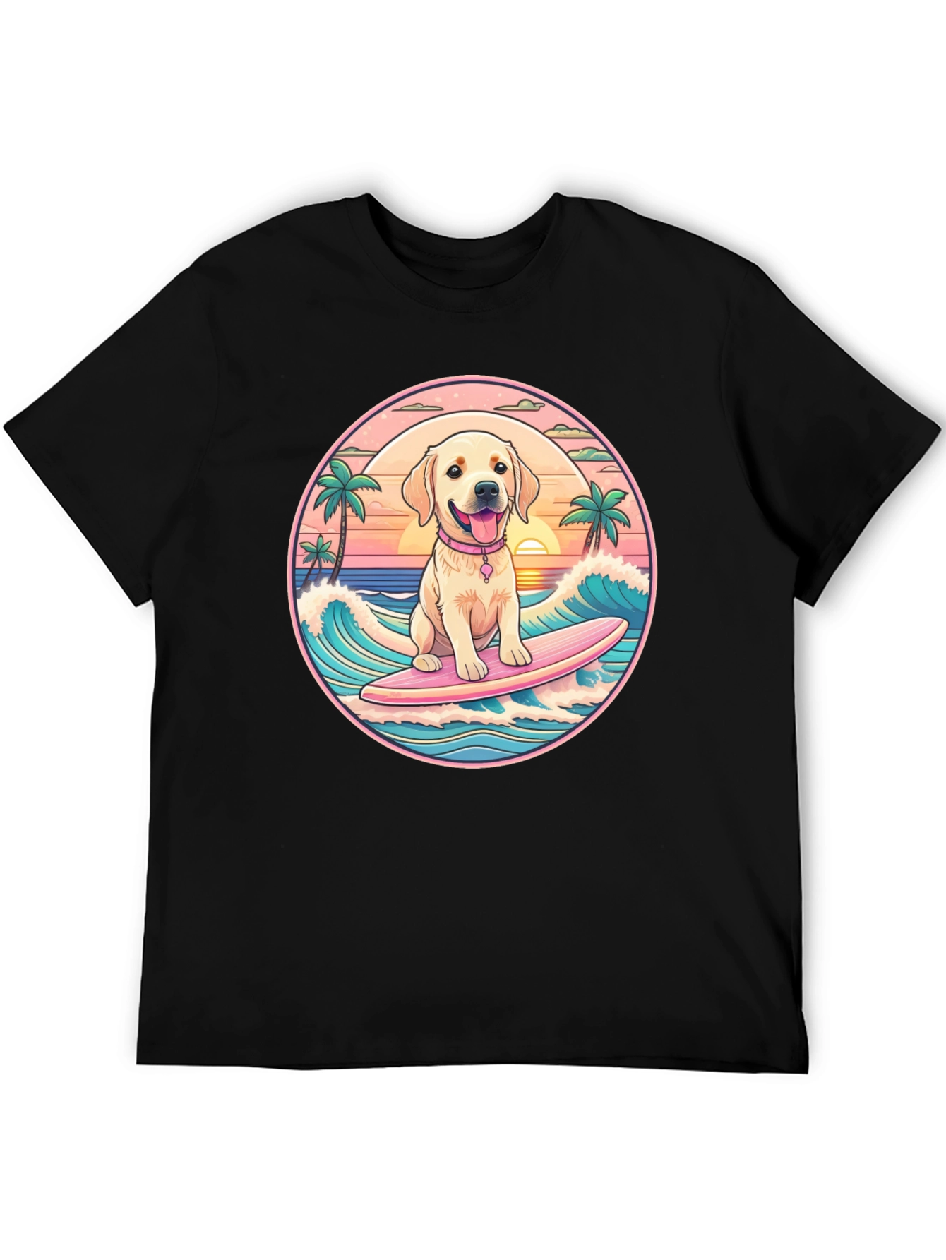 Surfing Dog Graphic Tee - Beach Vibes T-Shirt