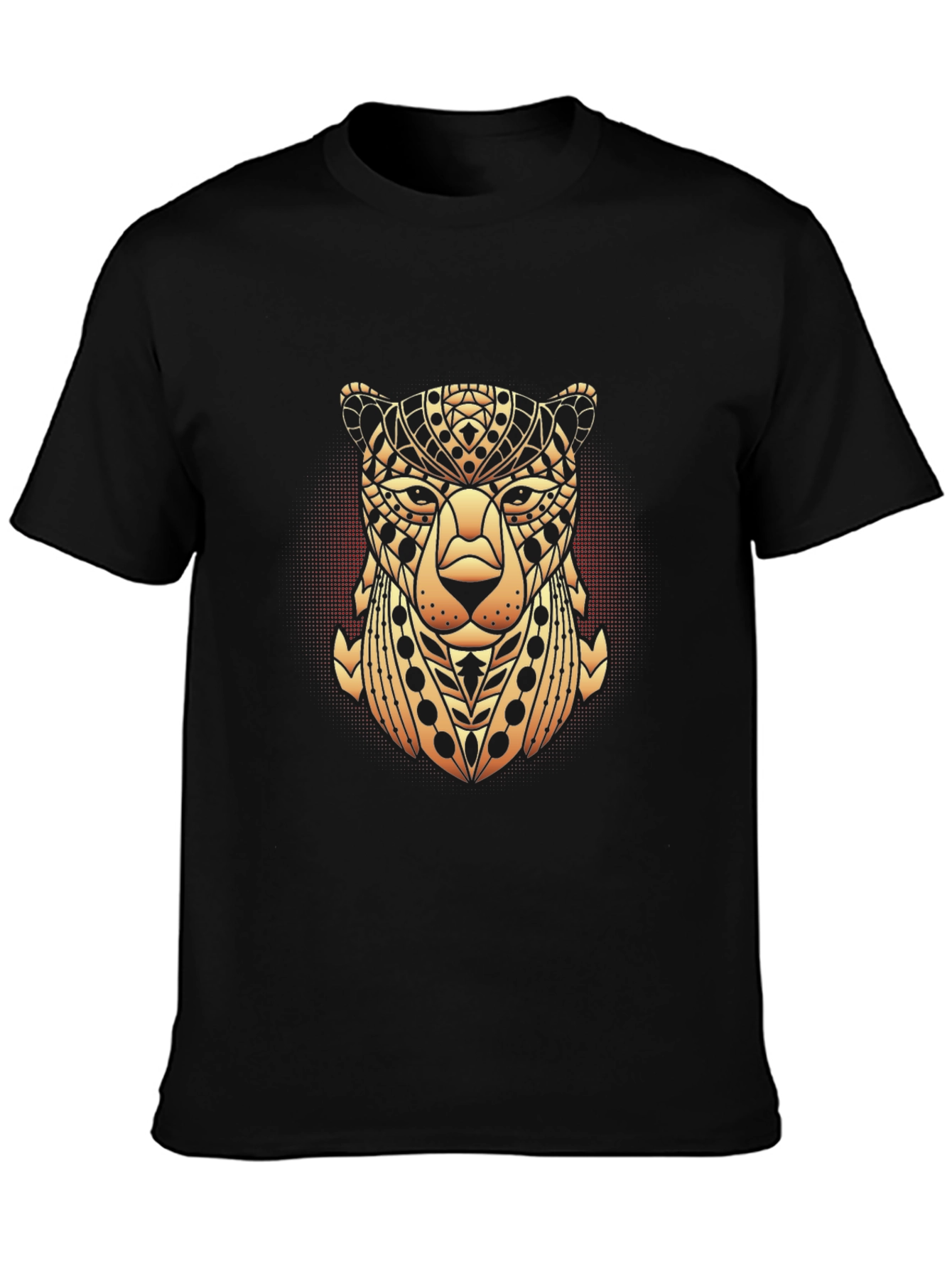 Geometric Cheetah Graphic Tee - Black