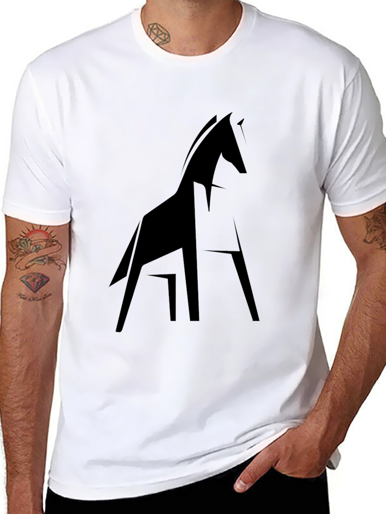Geometric Horse Tee - Modern Black T-Shirt