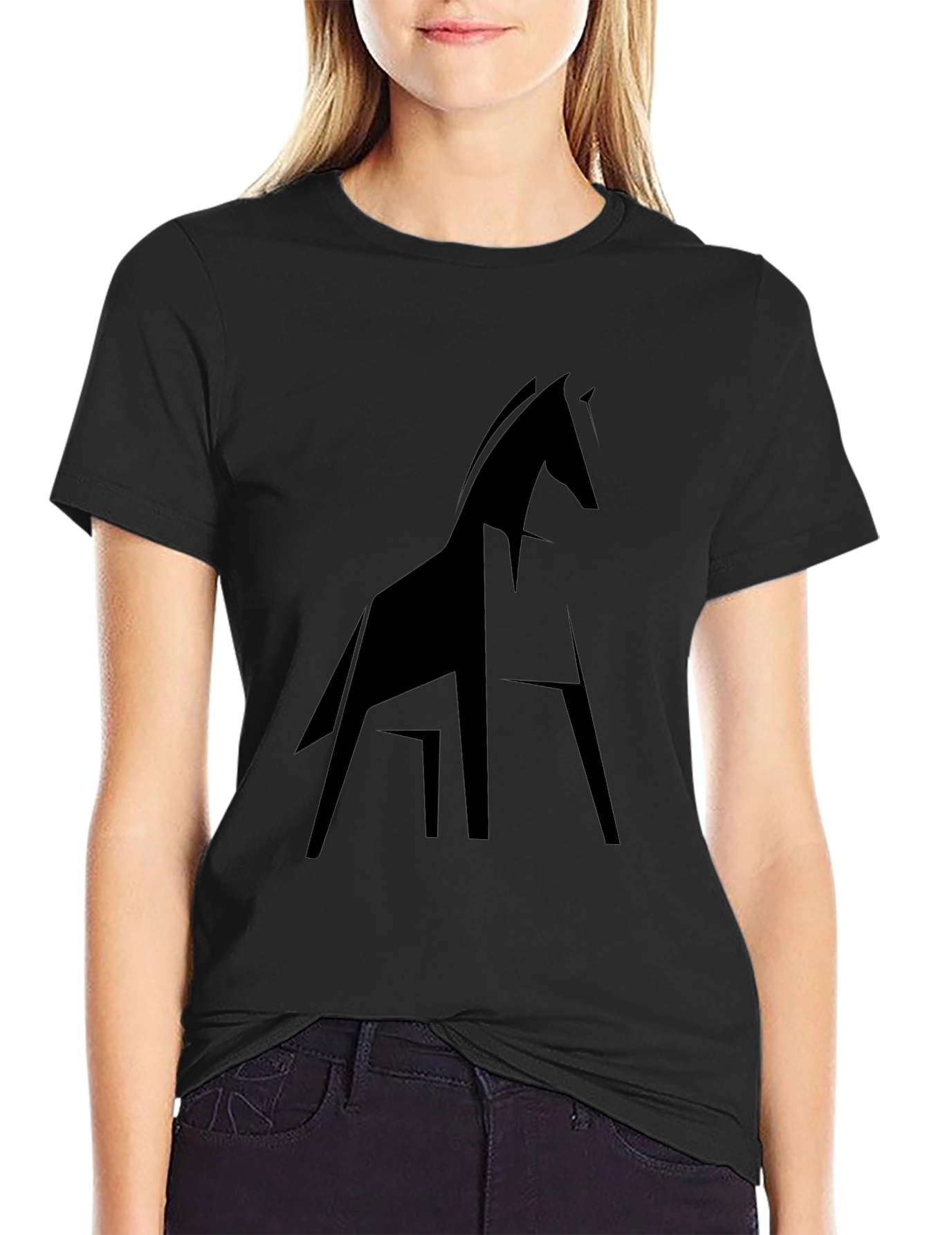 Geometric Horse Tee - Modern Black T-Shirt