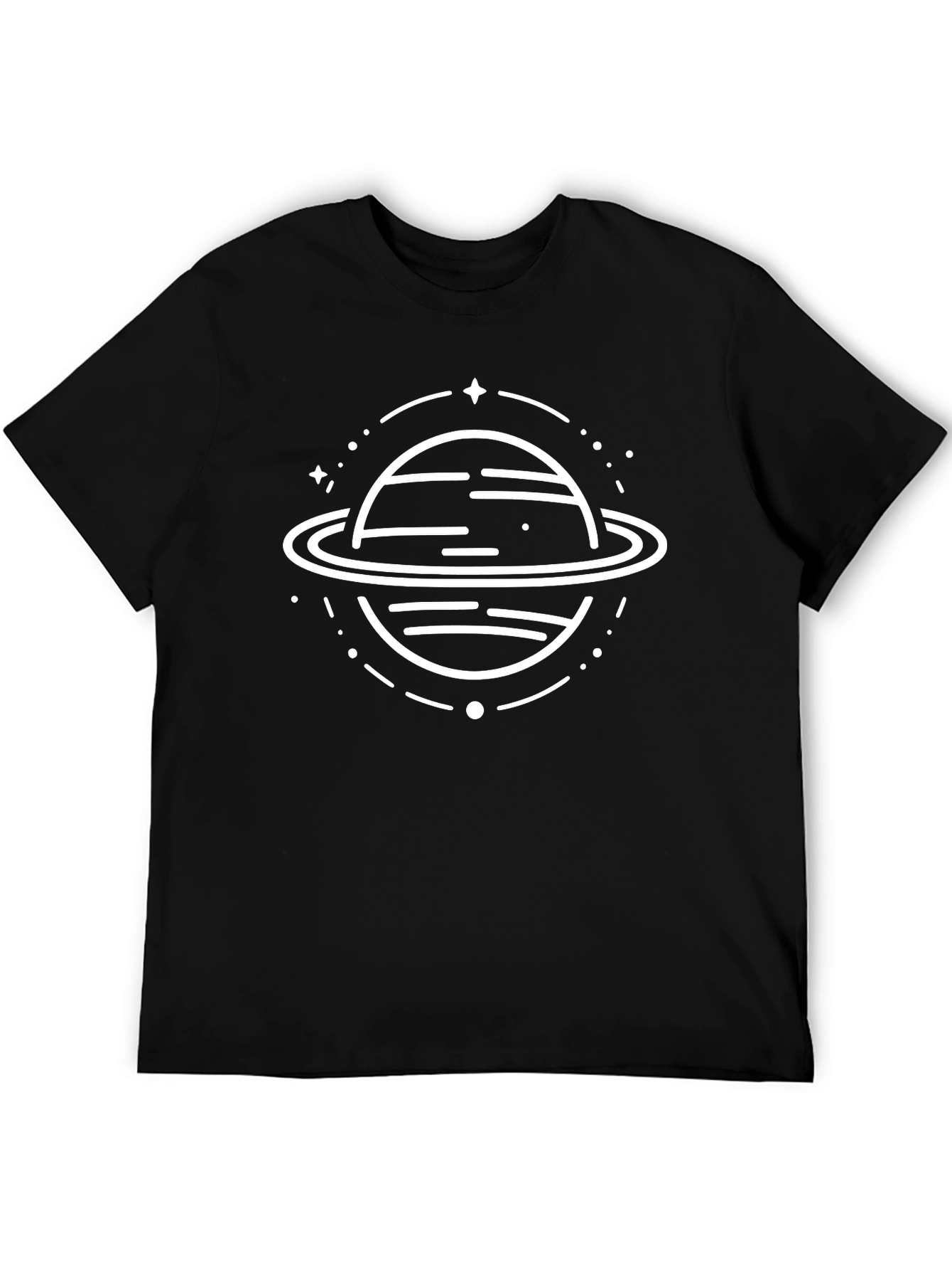 Mens Black T-Shirt with Planet Graphic