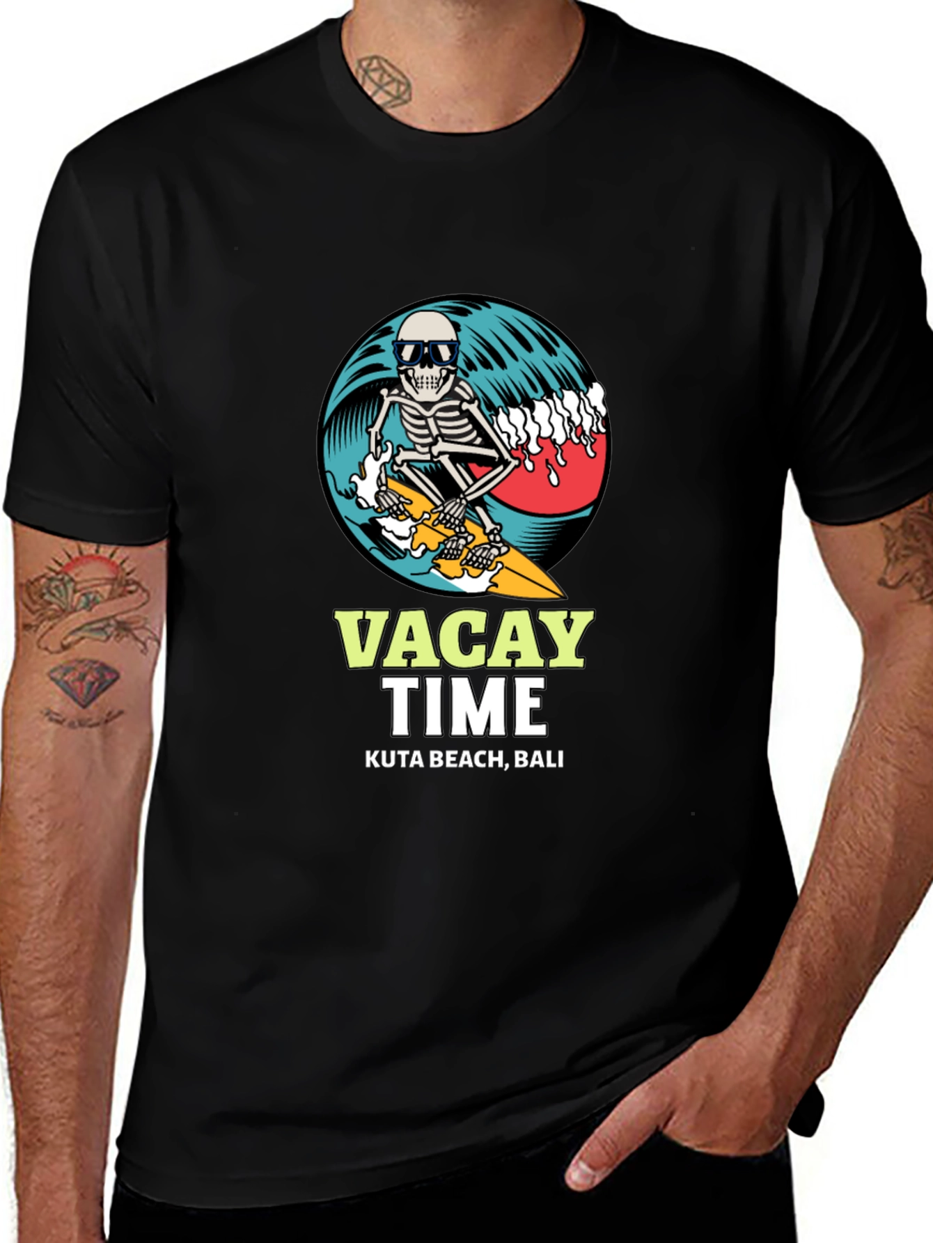 Vacay Time Skeleton Surfer T-Shirt