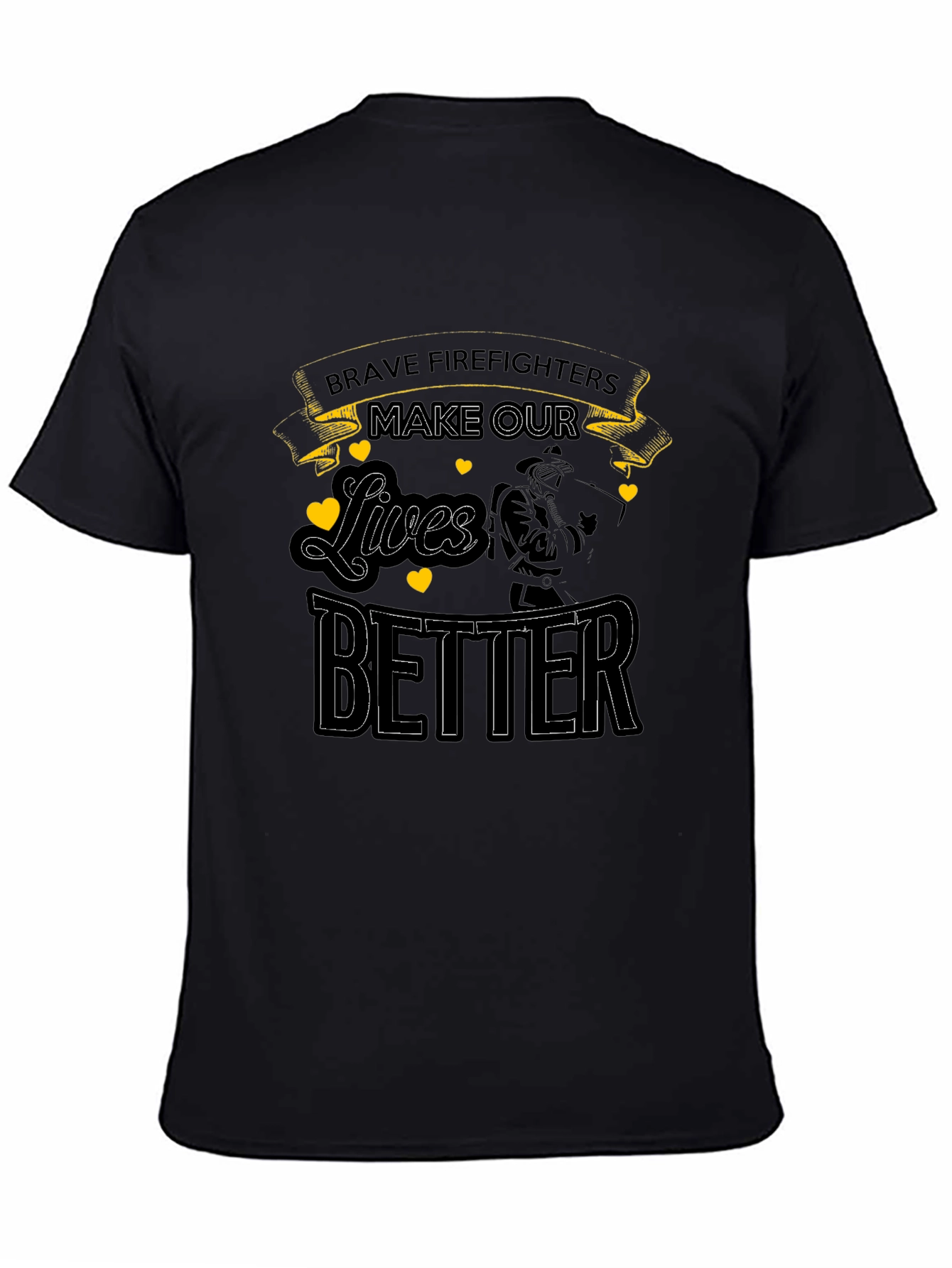 Brave Firefighters Graphic Tee - Black