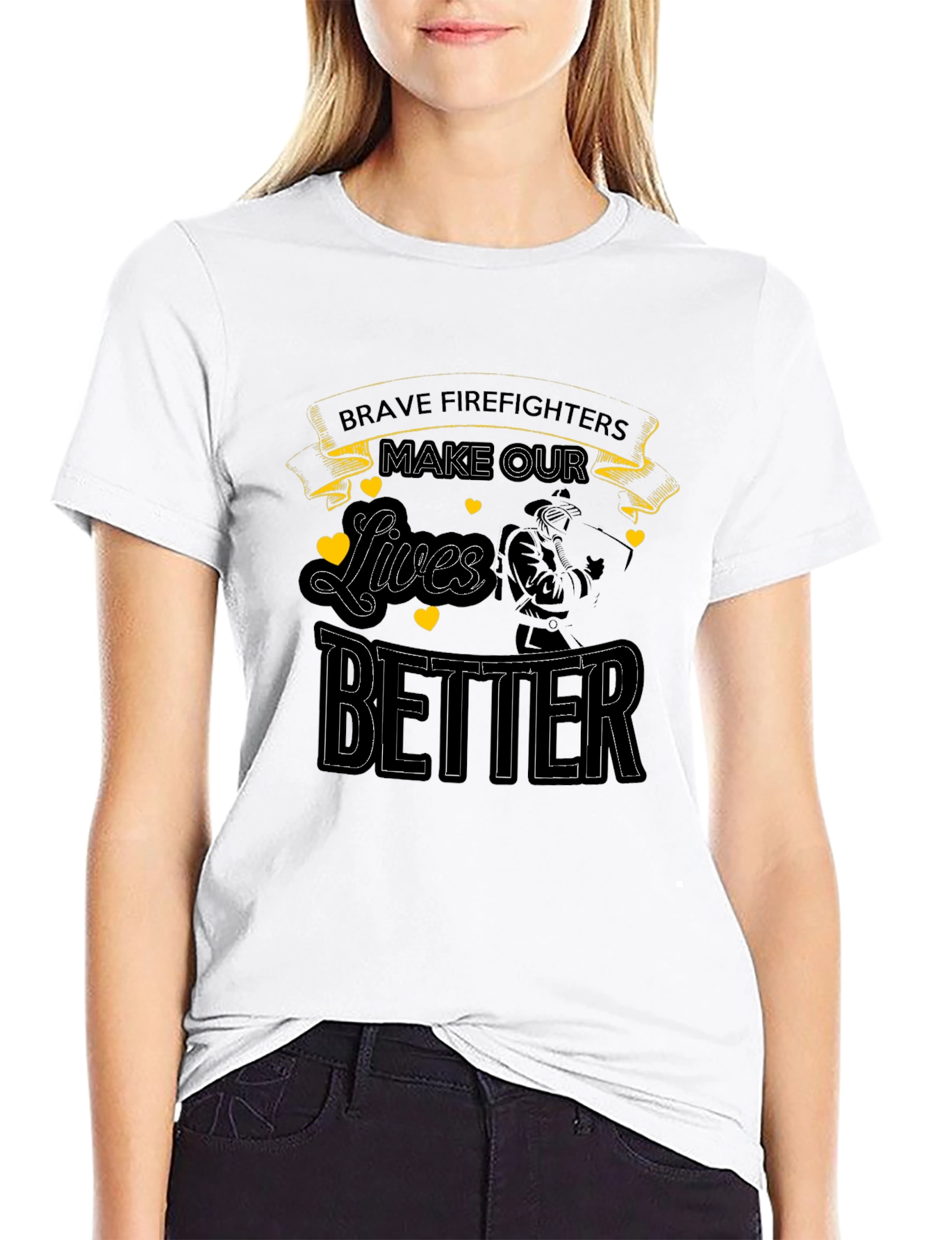 Brave Firefighters Graphic Tee - Black